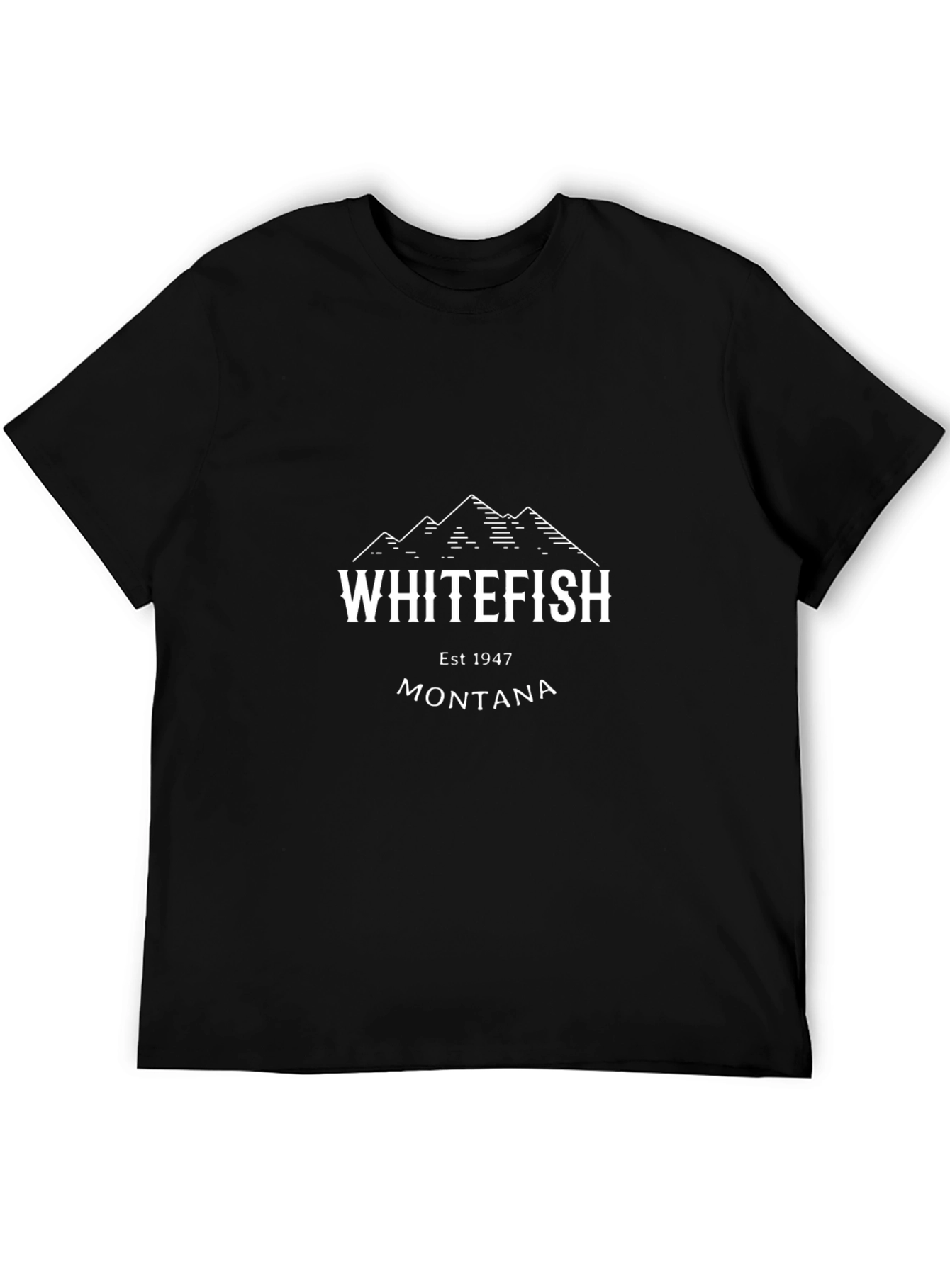 Whitefish Montana Graphic Tee - Black Cotton T-Shirt