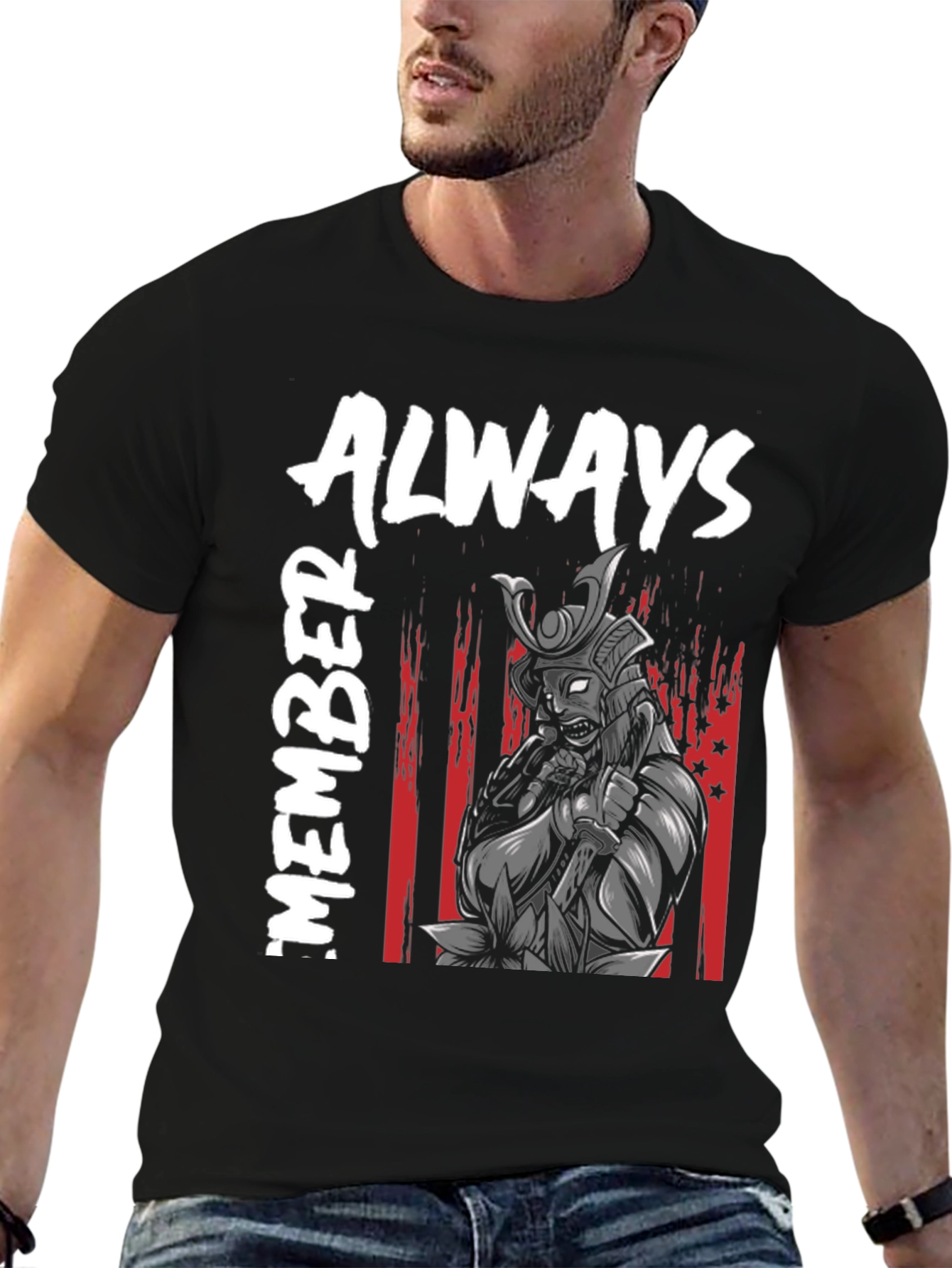 Always Remember Samurai Graphic Tee - Black