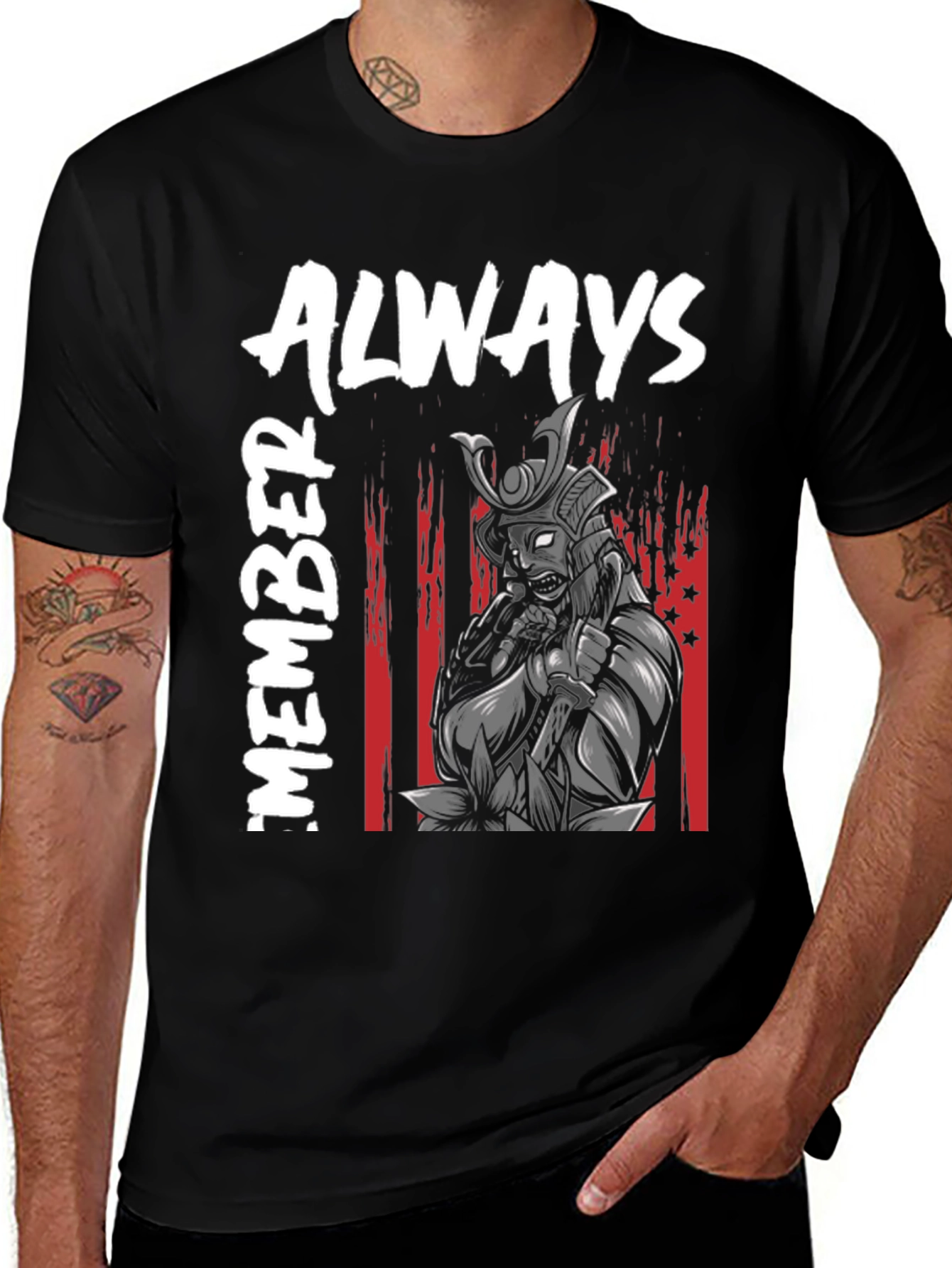 Always Remember Samurai Graphic Tee - Black