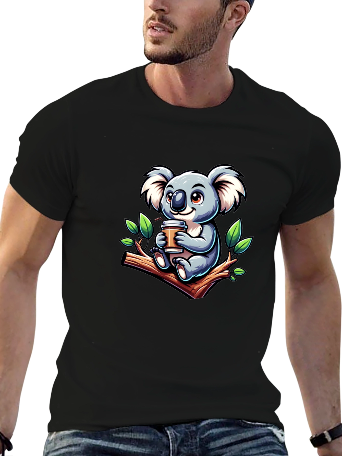 Koala Coffee T-Shirt - Cute Cartoon Design