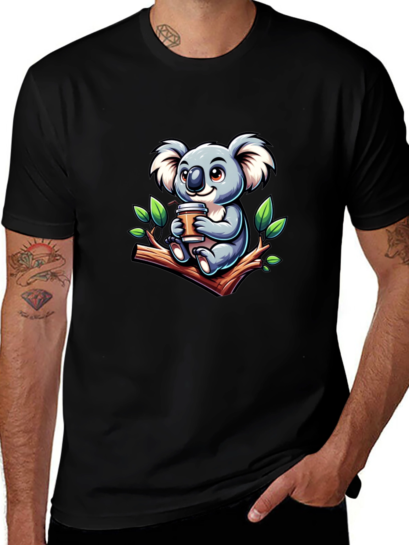 Koala Coffee T-Shirt - Cute Cartoon Design