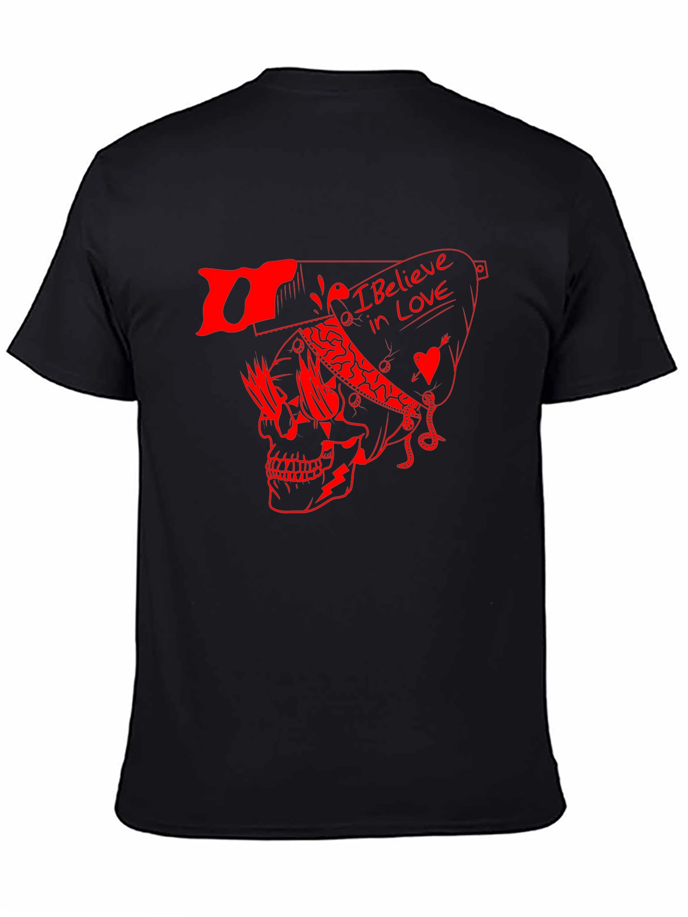Skull Graphic Tee - I Believe in Love Print