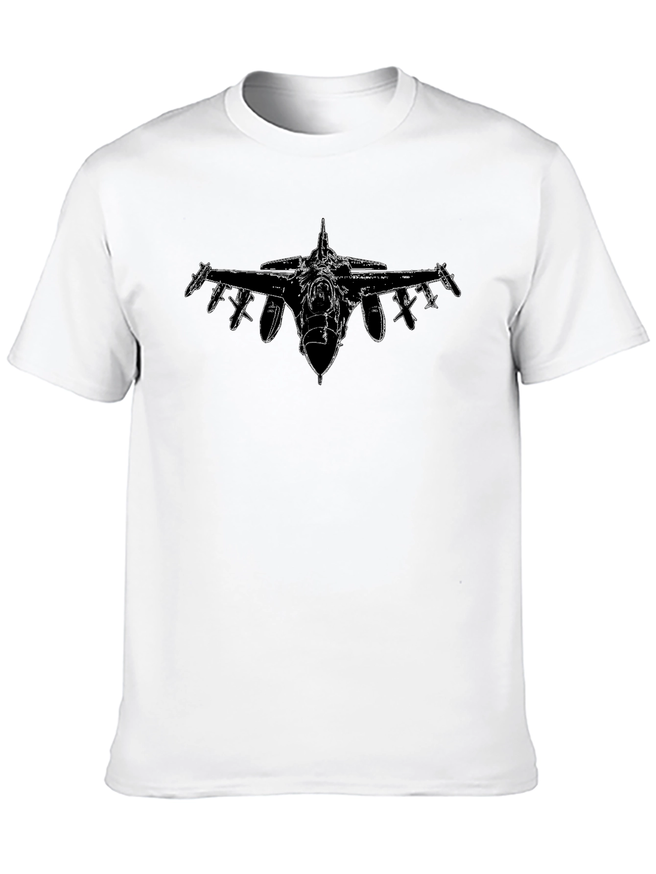 Black T-Shirt with Airplane Graphic