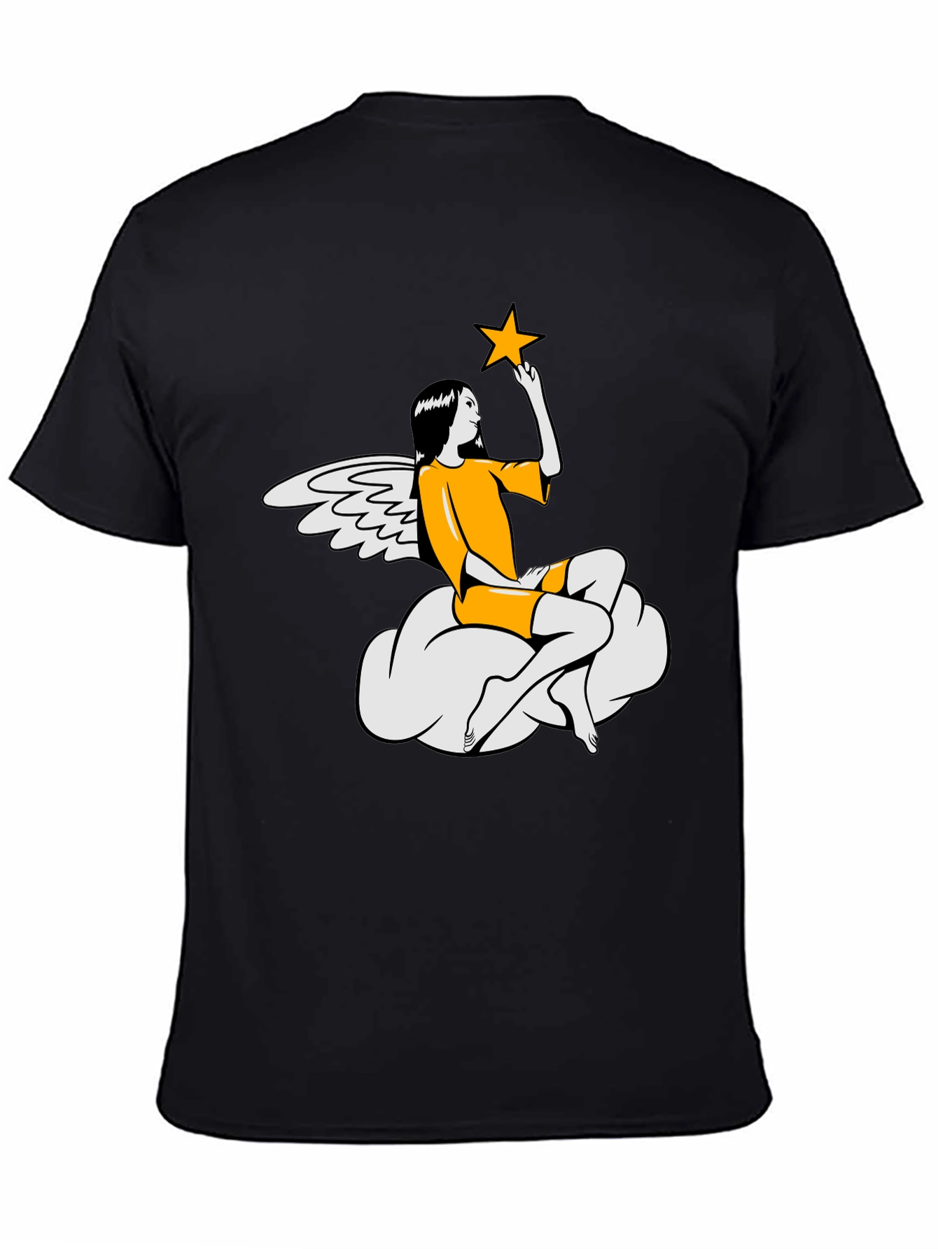 Angel & Star Graphic Tee - Stylish Black T-Shirt