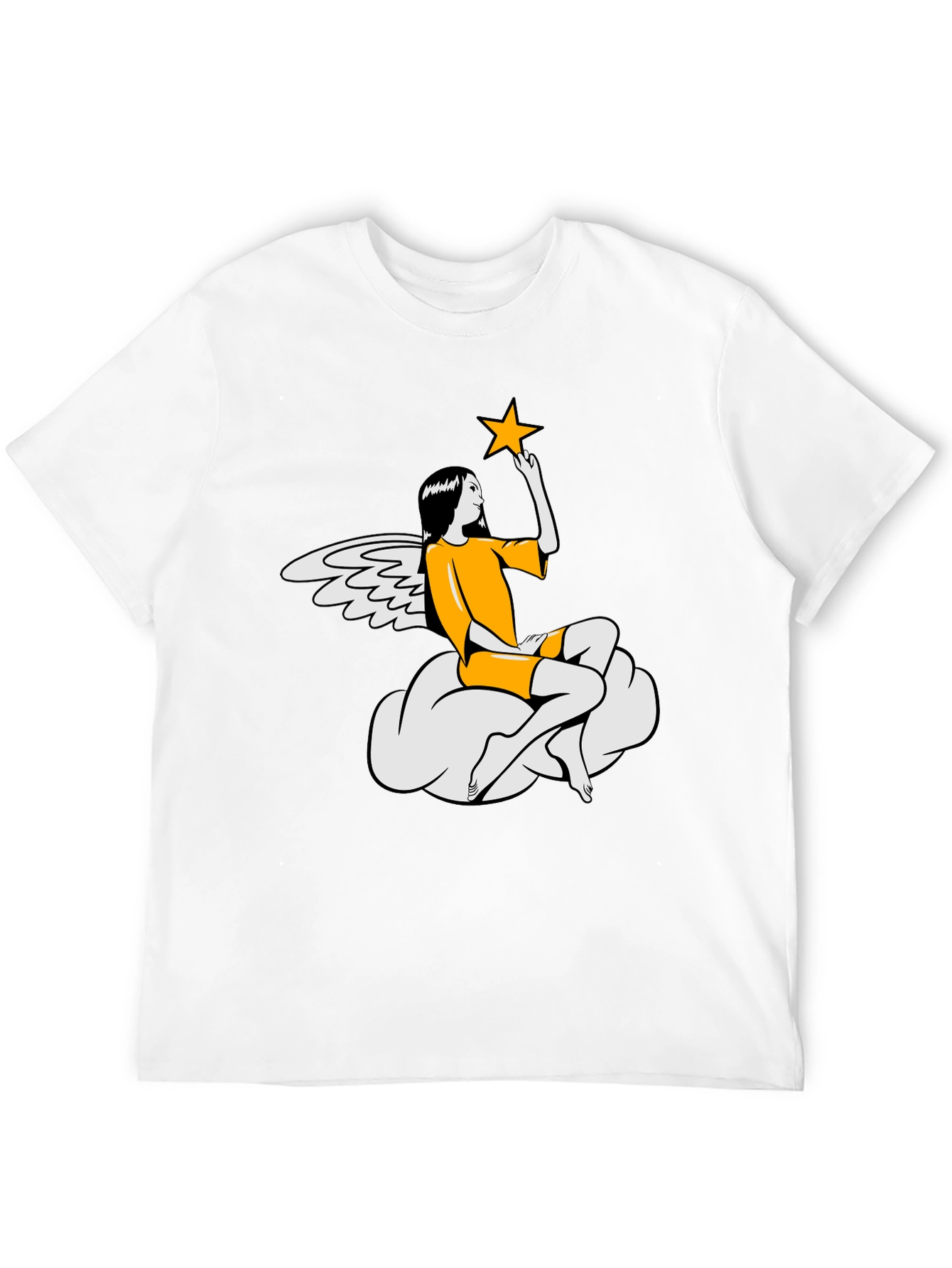 Angel & Star Graphic Tee - Stylish Black T-Shirt