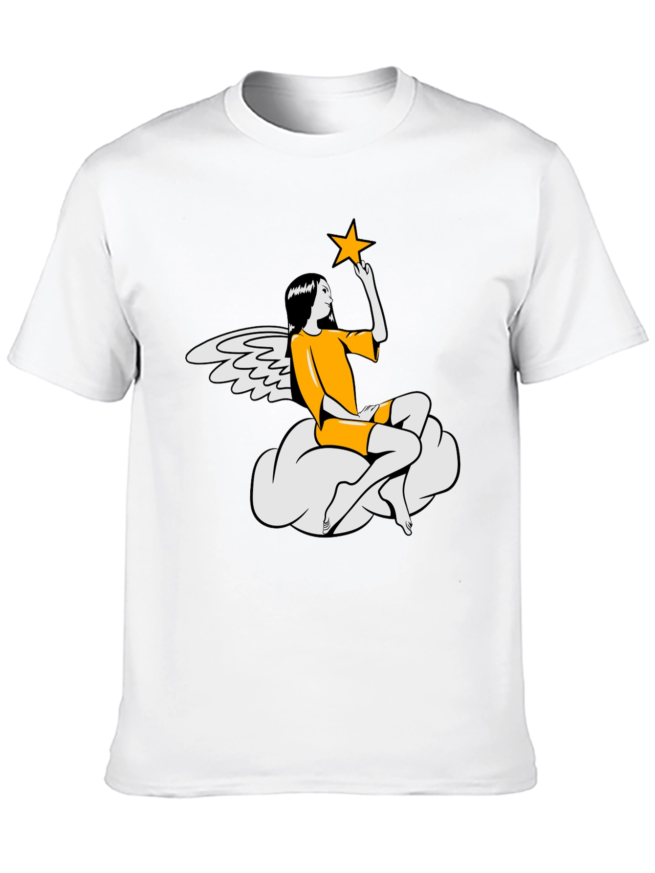 Angel & Star Graphic Tee - Stylish Black T-Shirt