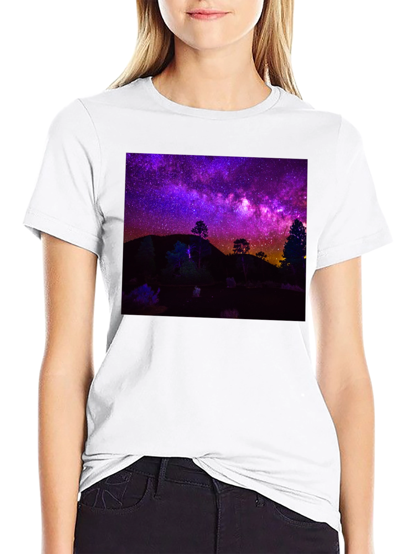 Night Sky Graphic Tee - Black Cotton