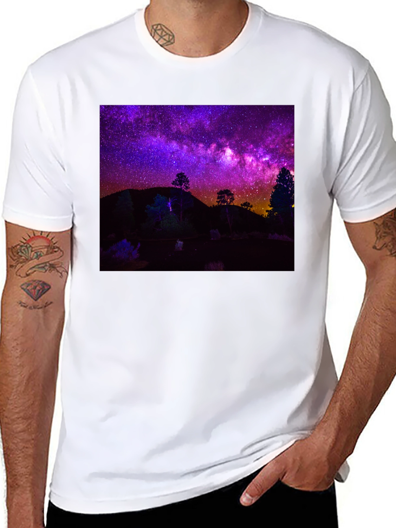 Night Sky Graphic Tee - Black Cotton