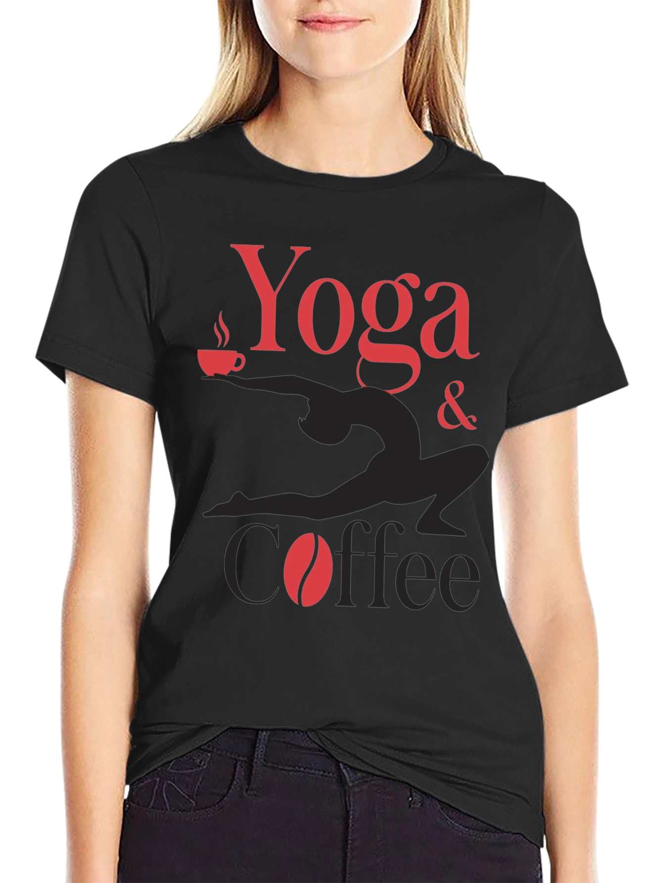 Yoga & Coffee Graphic Tee - Black T-Shirt