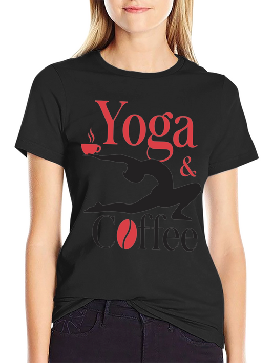 Yoga & Coffee Graphic Tee - Black T-Shirt