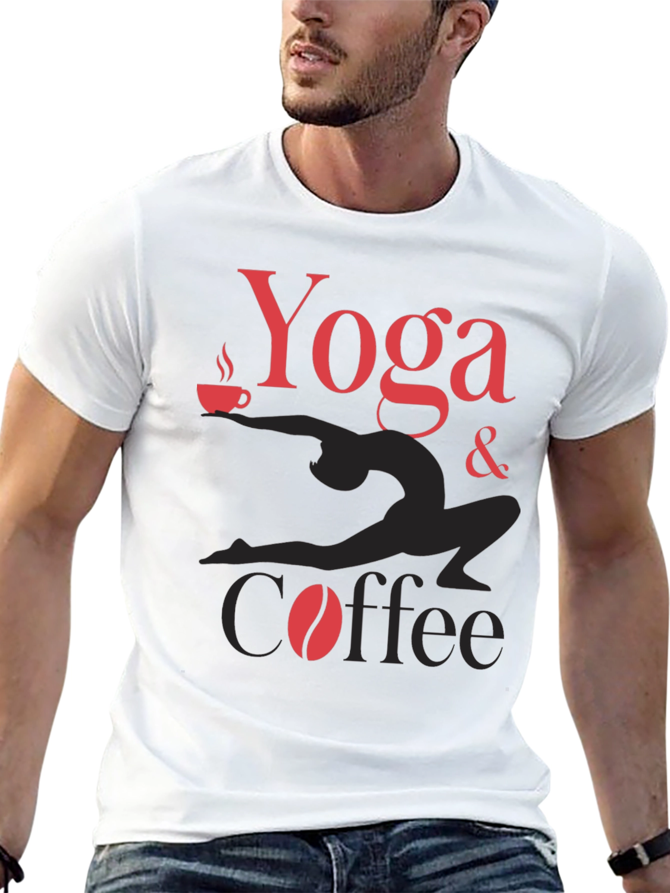 Yoga & Coffee Graphic Tee - Black T-Shirt