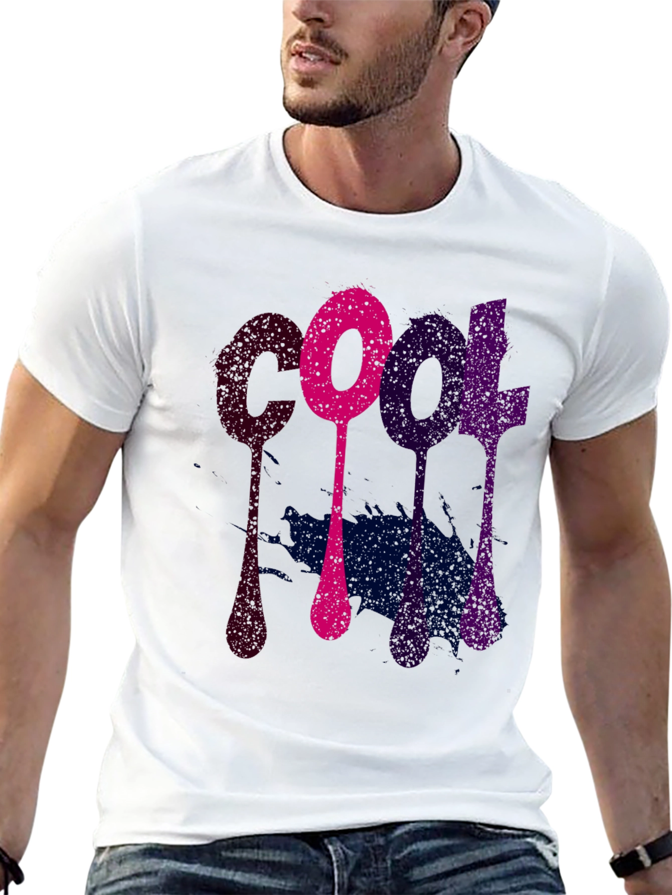 Cool Graphic Tee - Mens Black Cotton T-Shirt