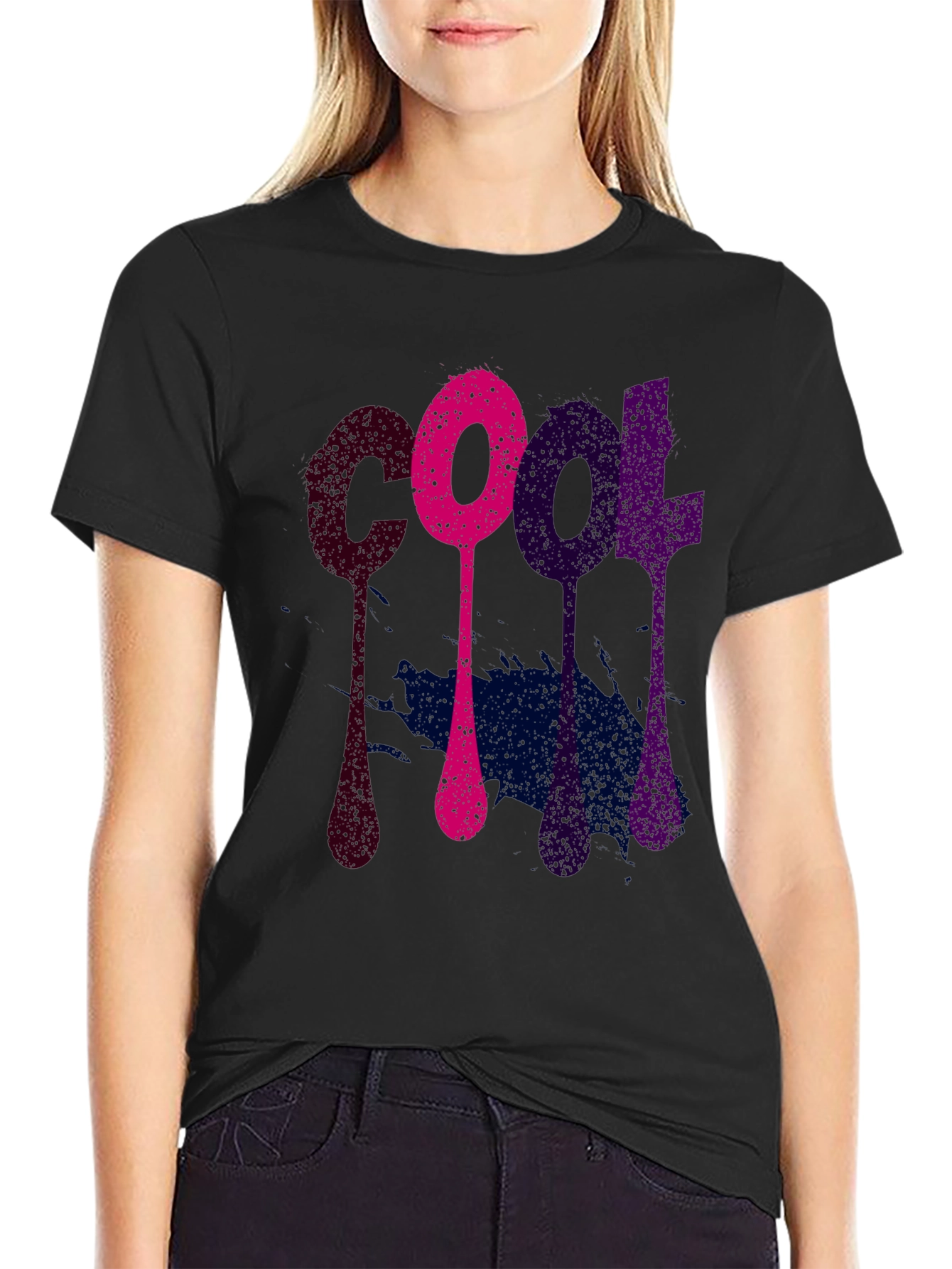 Cool Graphic Tee - Mens Black Cotton T-Shirt