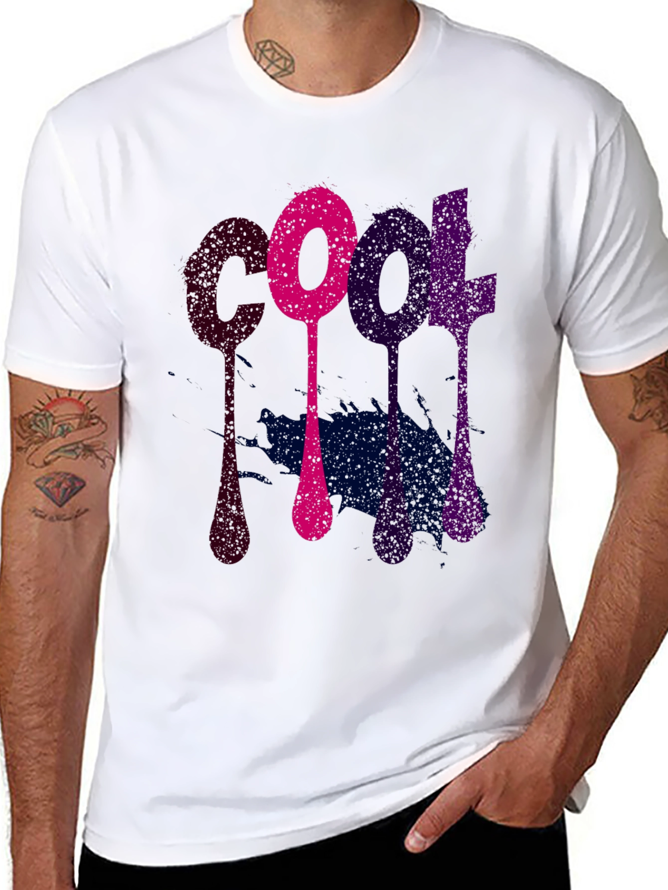 Cool Graphic Tee - Mens Black Cotton T-Shirt
