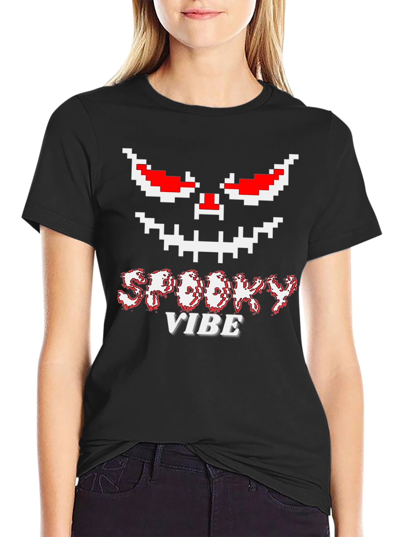 Spooky Vibe Halloween Pixelated T-Shirt