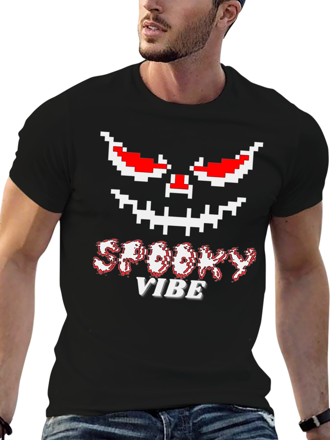 Spooky Vibe Halloween Pixelated T-Shirt