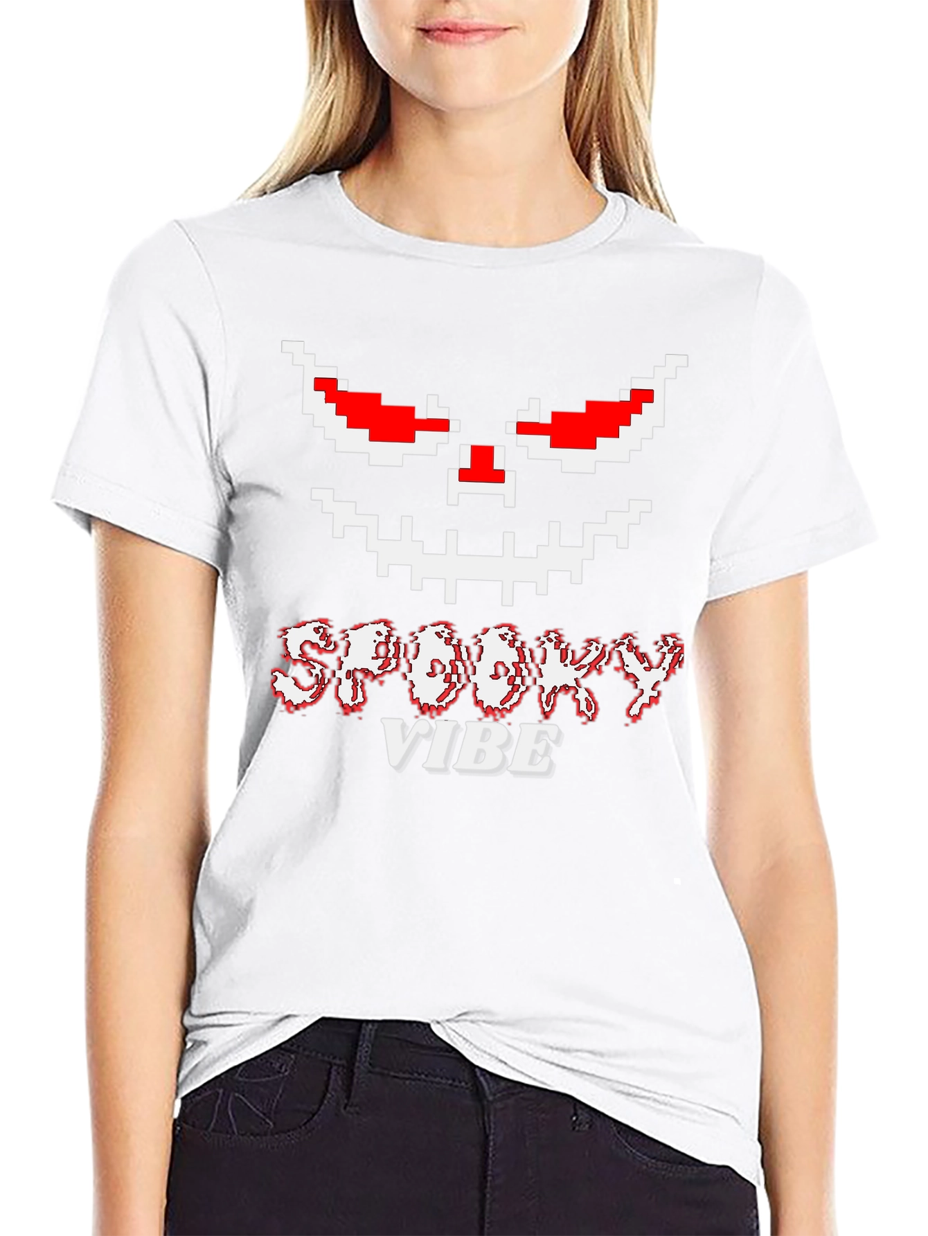 Spooky Vibe Halloween Pixelated T-Shirt