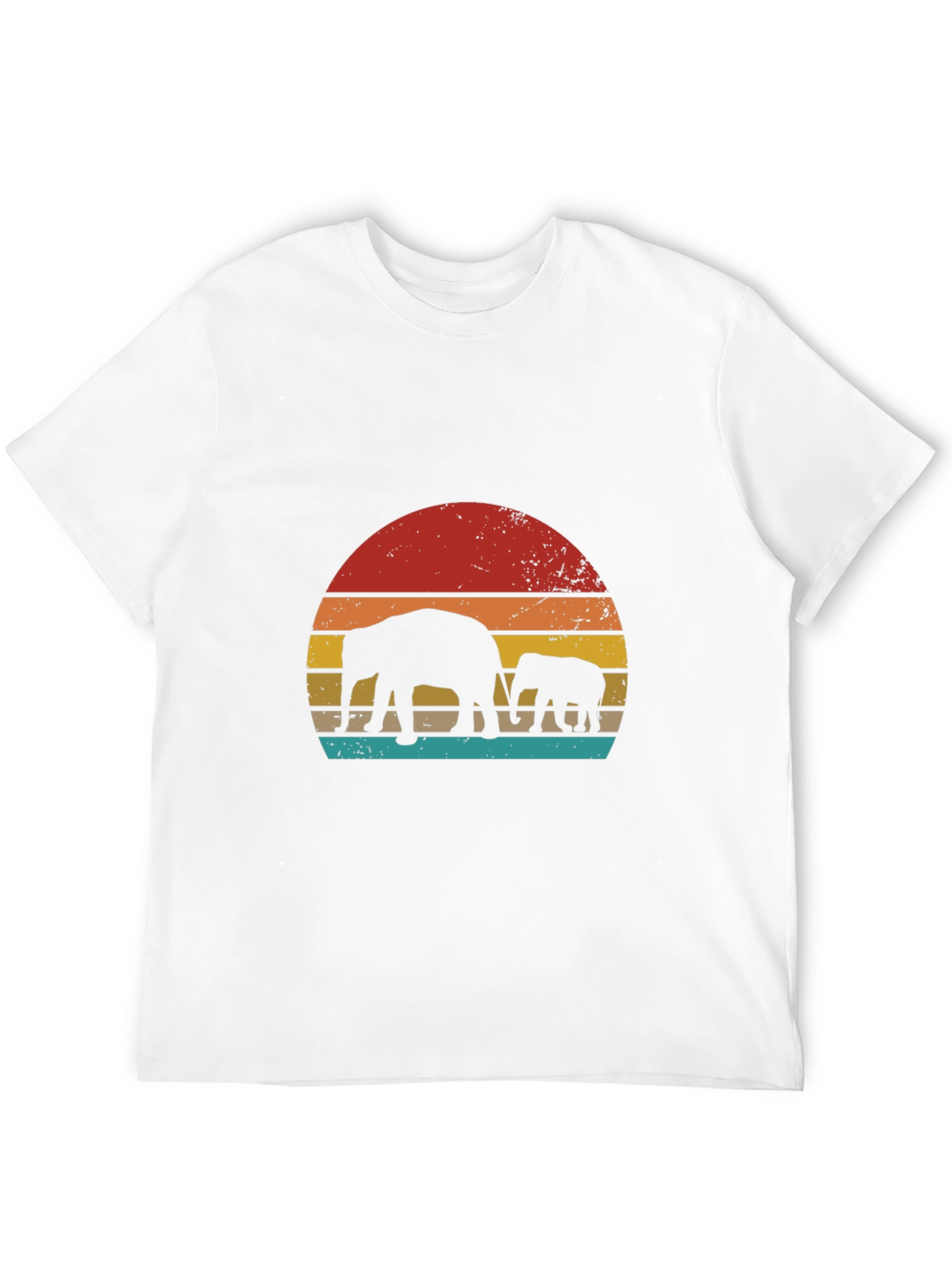Retro Elephant Sunset Graphic Tee - Black