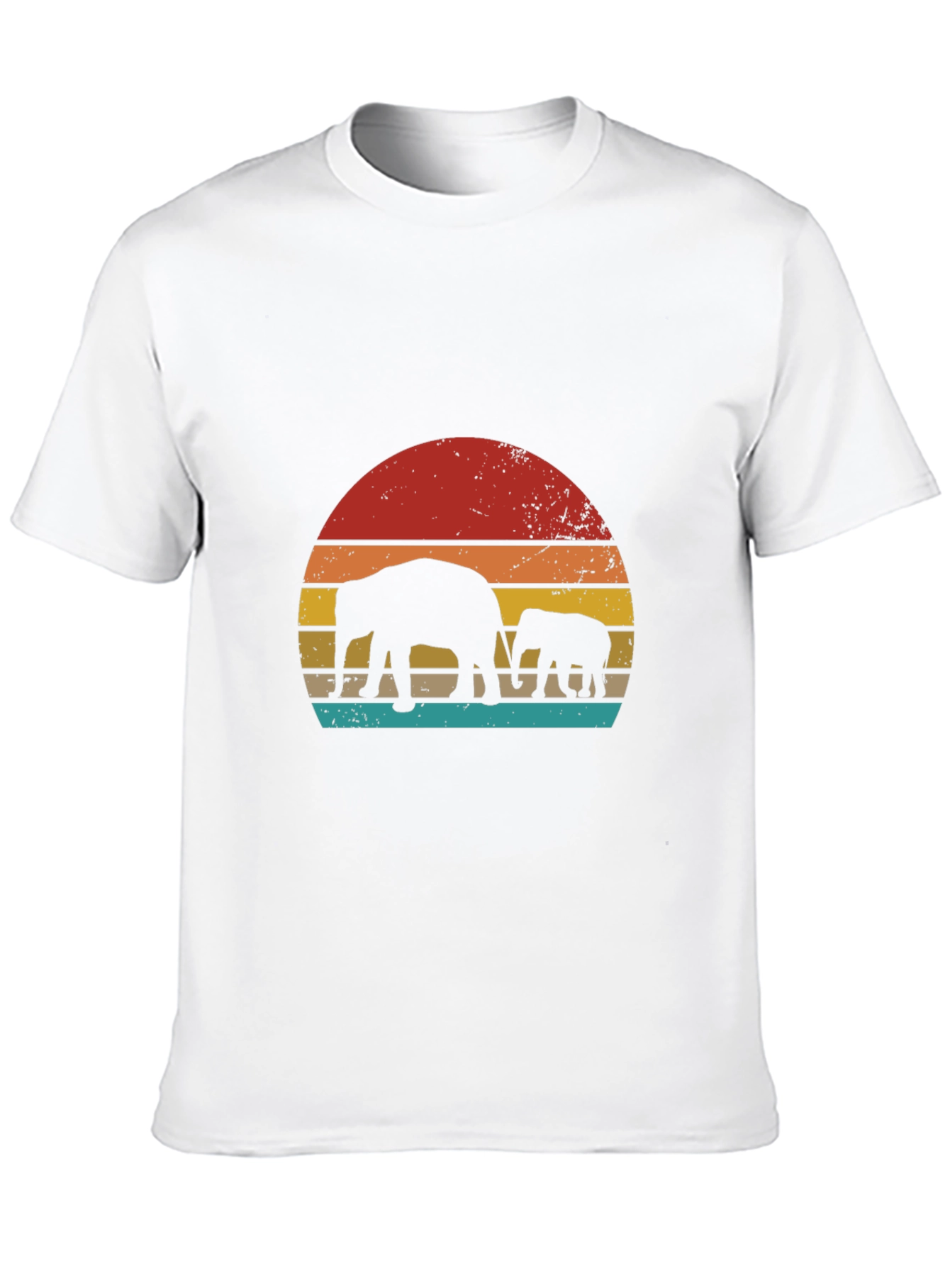 Retro Elephant Sunset Graphic Tee - Black