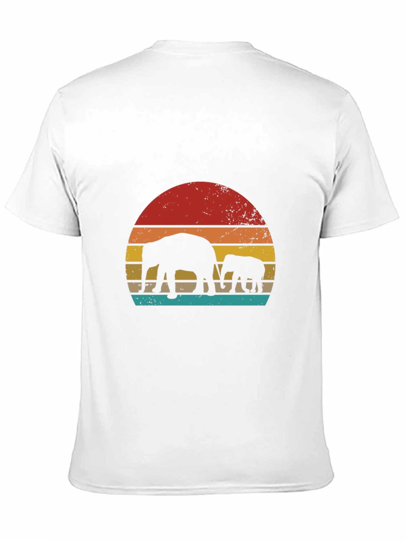 Retro Elephant Sunset Graphic Tee - Black