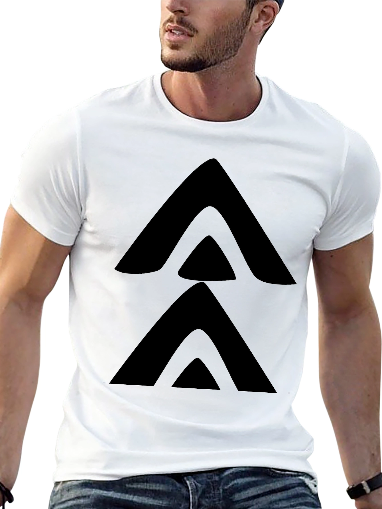 Minimalist Arrow Stack Black T-Shirt