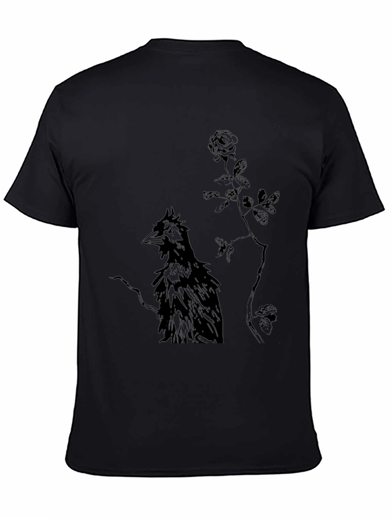 Raven and Rose Graphic Black T-Shirt