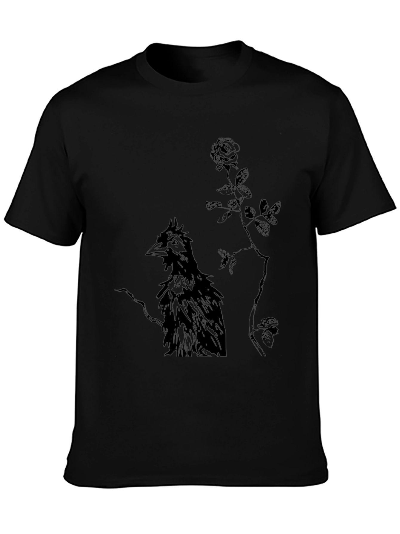 Raven and Rose Graphic Black T-Shirt