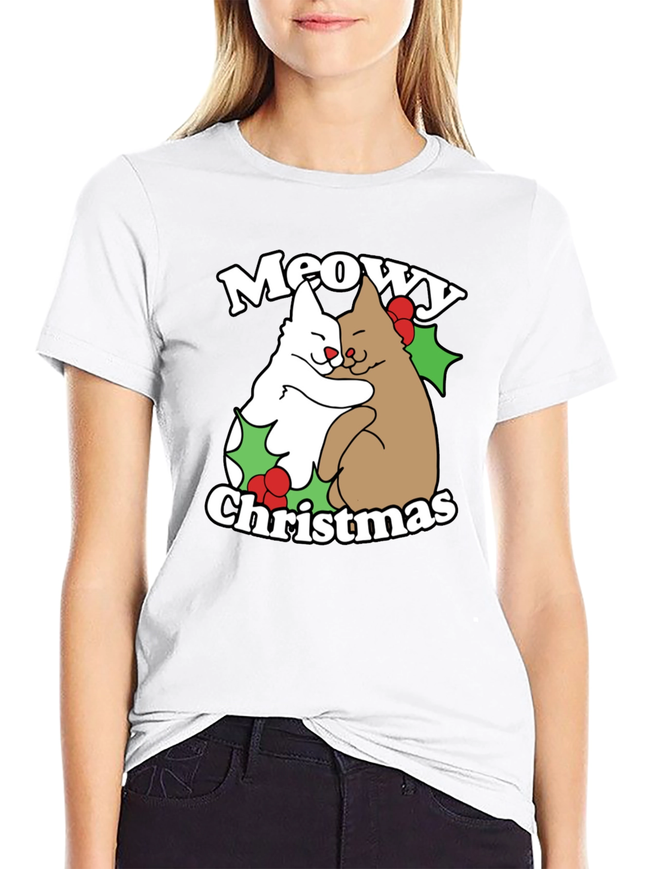 Meowy Christmas Cats T-Shirt Holiday Tee