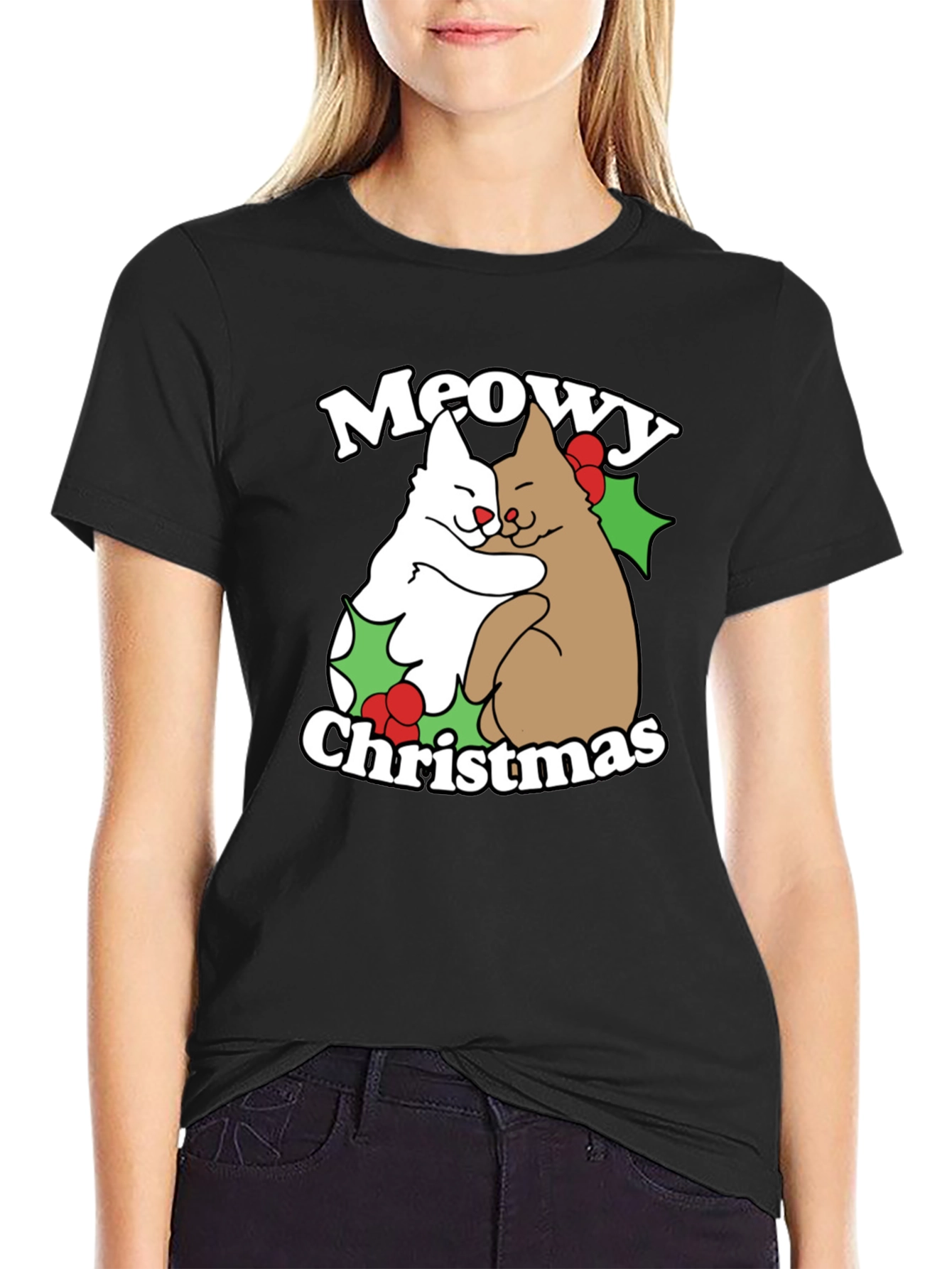 Meowy Christmas Cats T-Shirt Holiday Tee