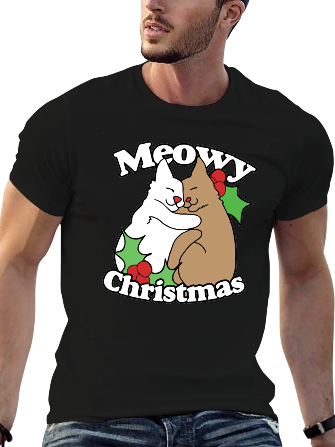 Meowy Christmas Cats T-Shirt Holiday Tee