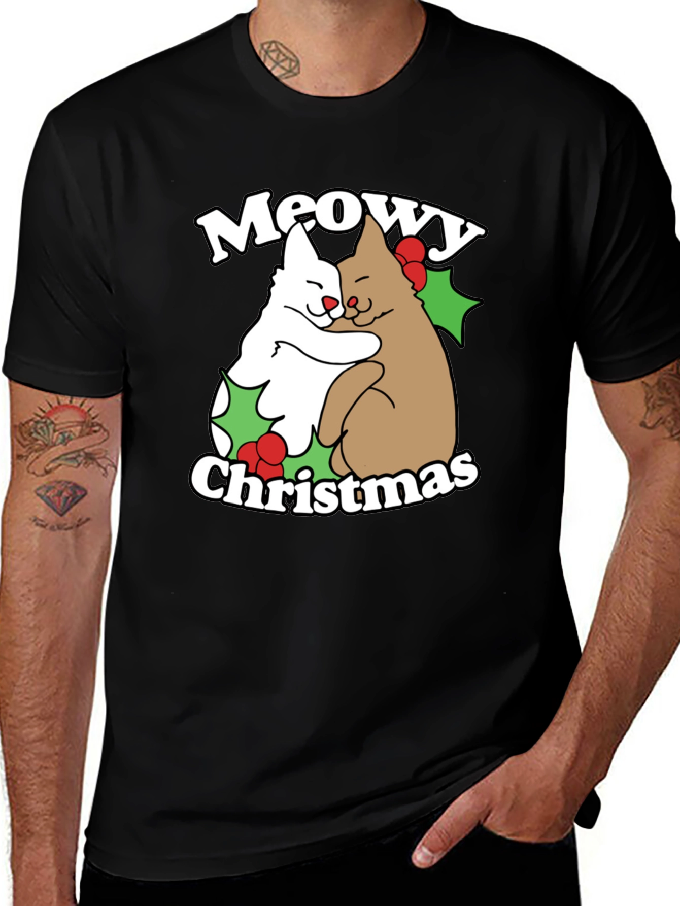 Meowy Christmas Cats T-Shirt Holiday Tee