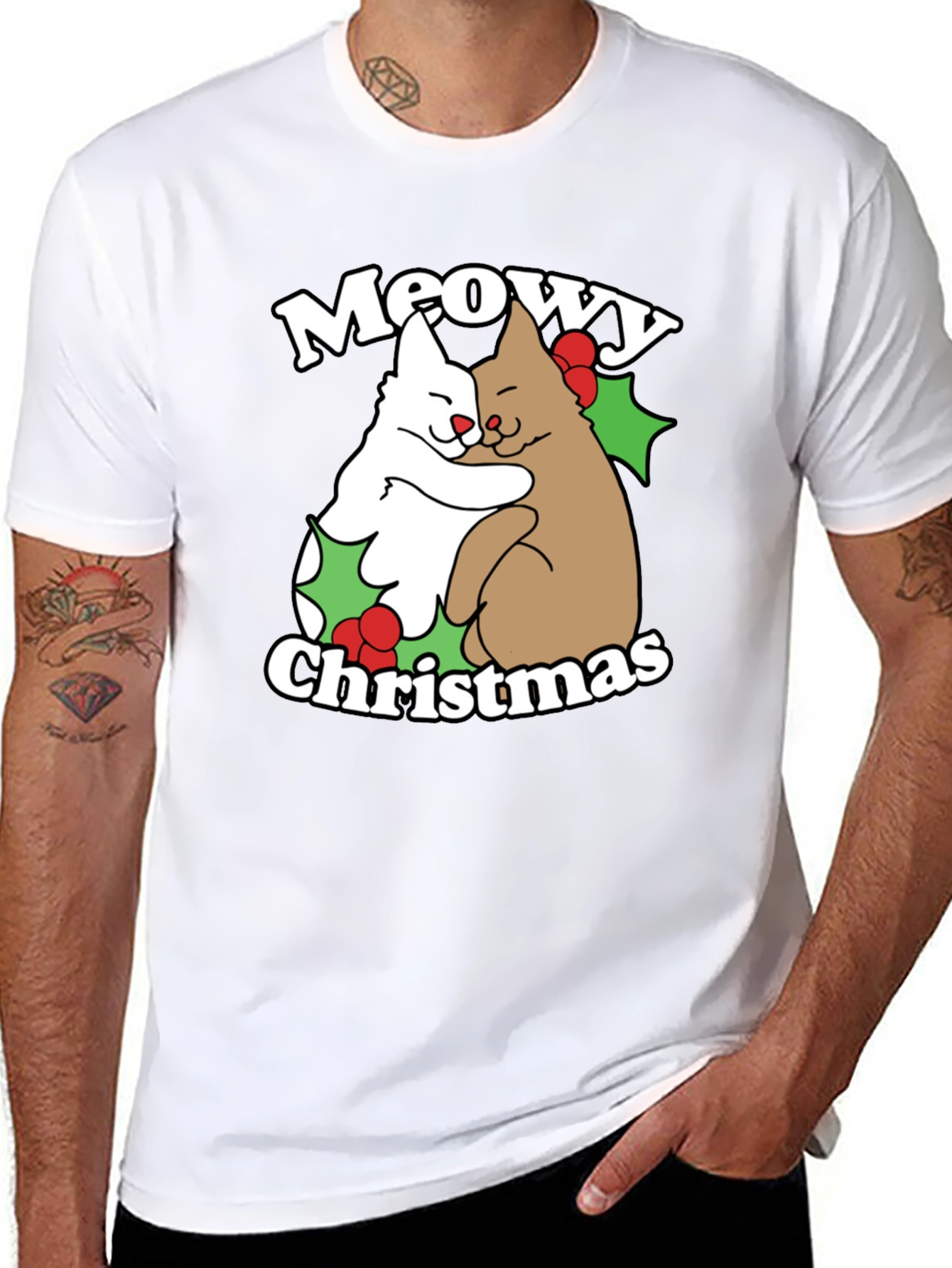 Meowy Christmas Cats T-Shirt Holiday Tee