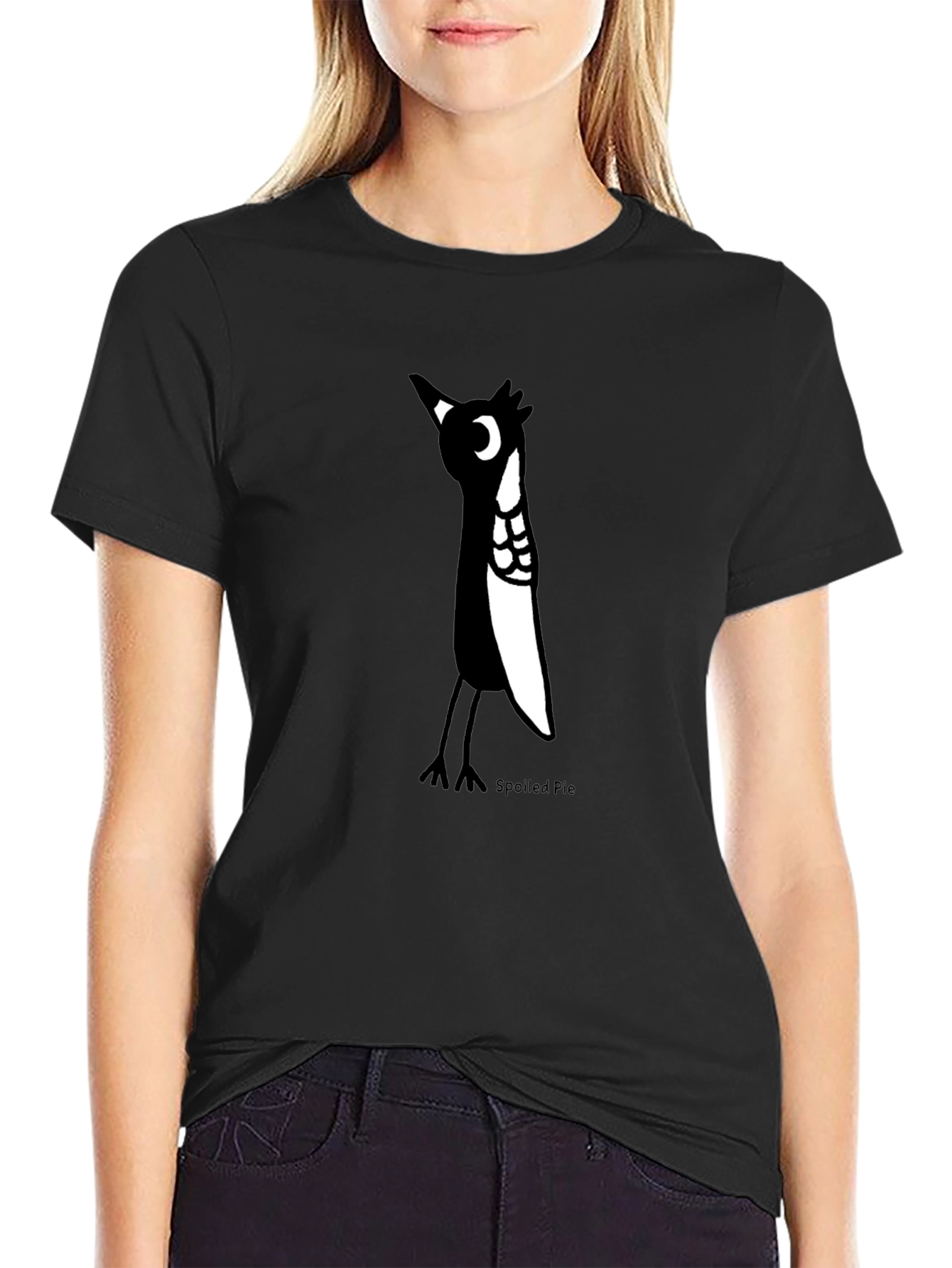 Spoiled Pie Bird Graphic Black T-Shirt
