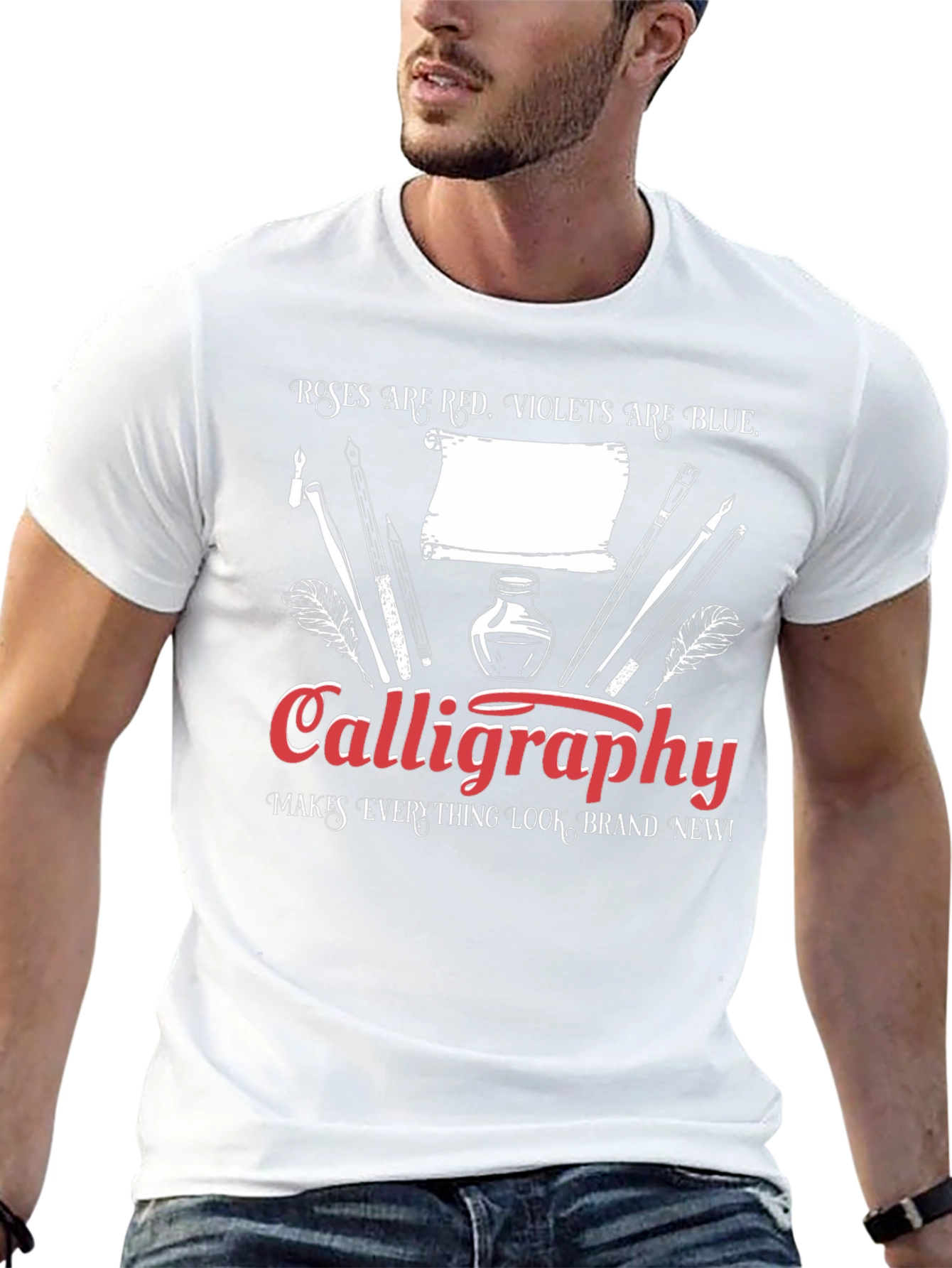 Calligraphy T-Shirt: Roses are Red Violets are Blue