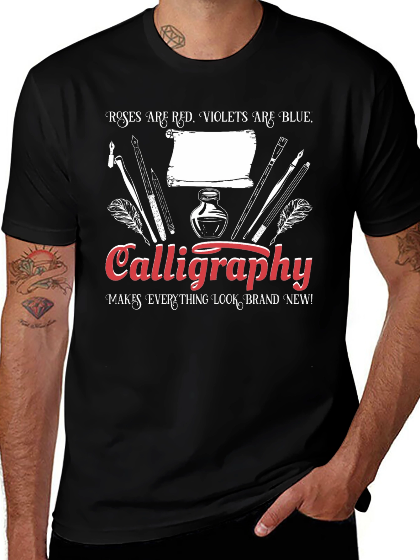 Calligraphy T-Shirt: Roses are Red Violets are Blue