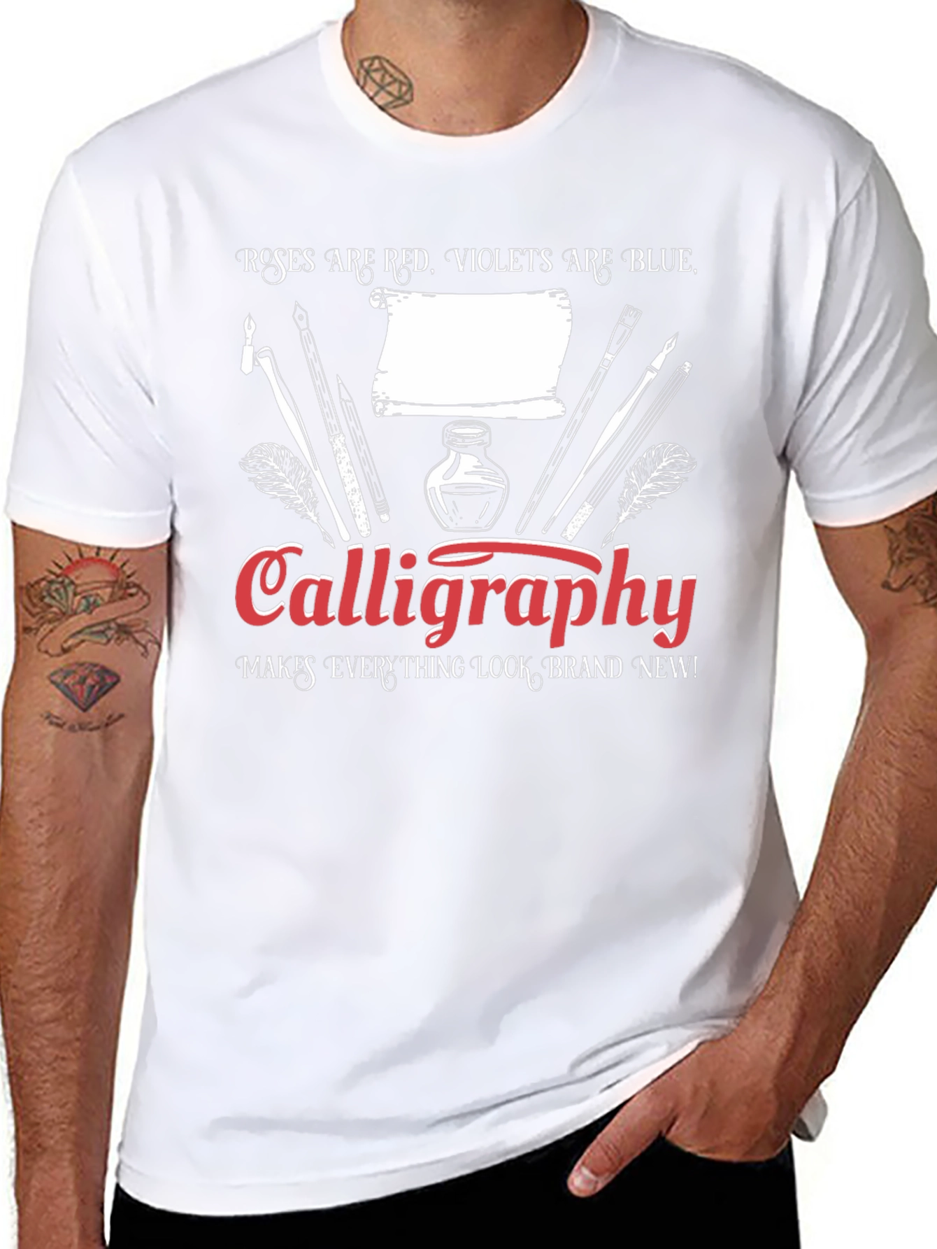 Calligraphy T-Shirt: Roses are Red Violets are Blue