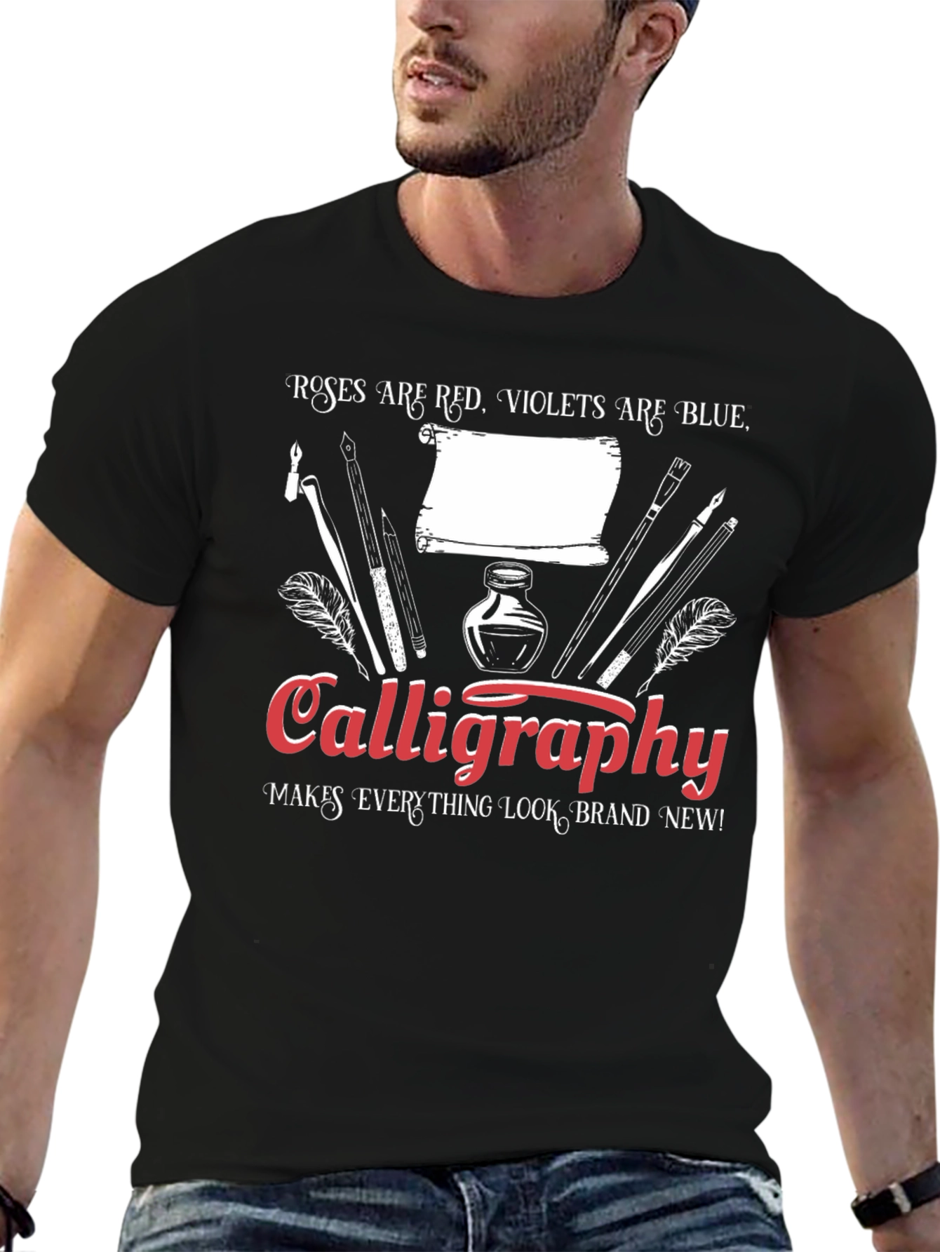 Calligraphy T-Shirt: Roses are Red Violets are Blue