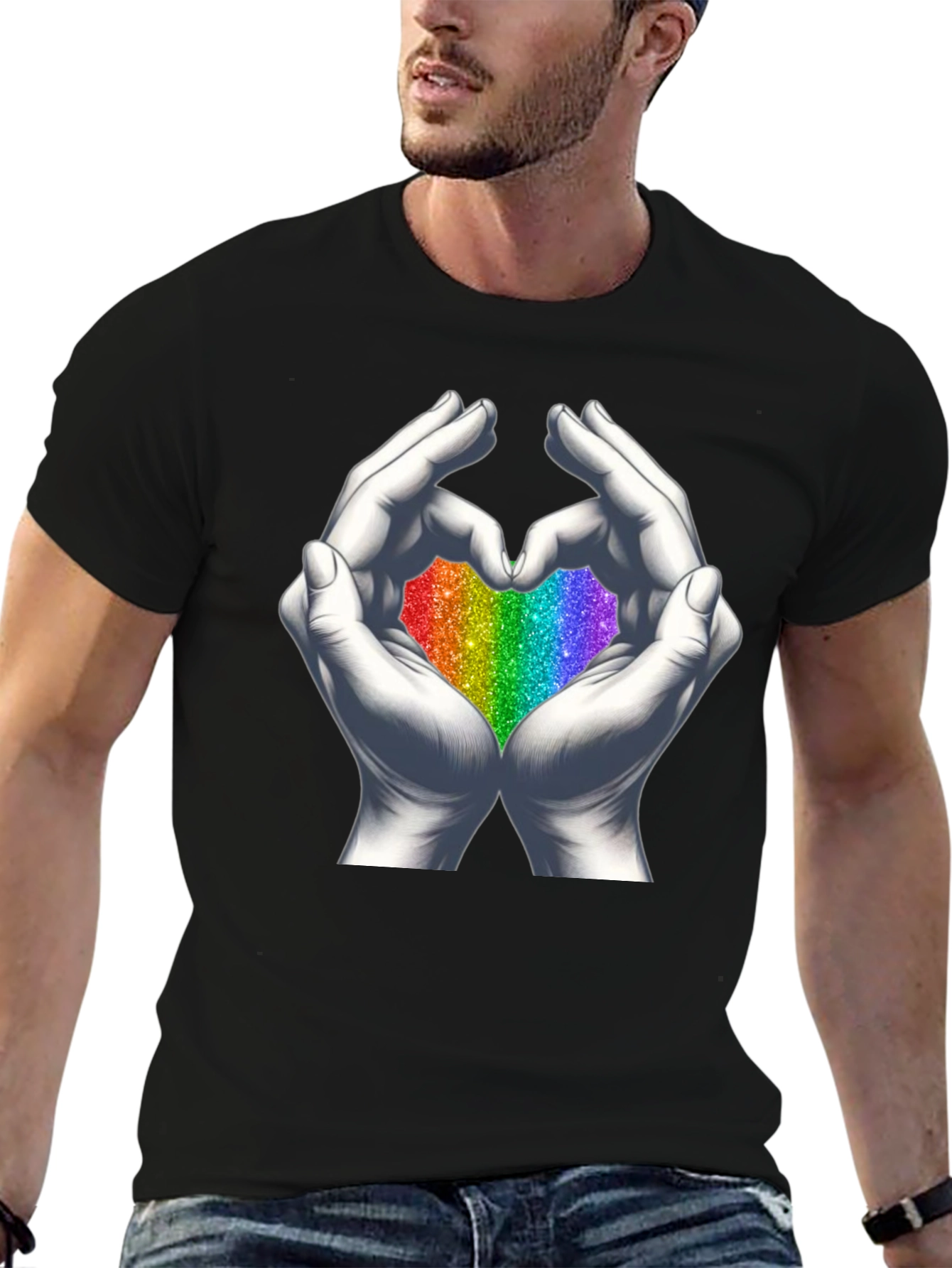 Rainbow Heart Hands Graphic Tee - Pride T-Shirt