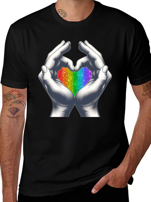 Rainbow Heart Hands Graphic Tee - Pride T-Shirt