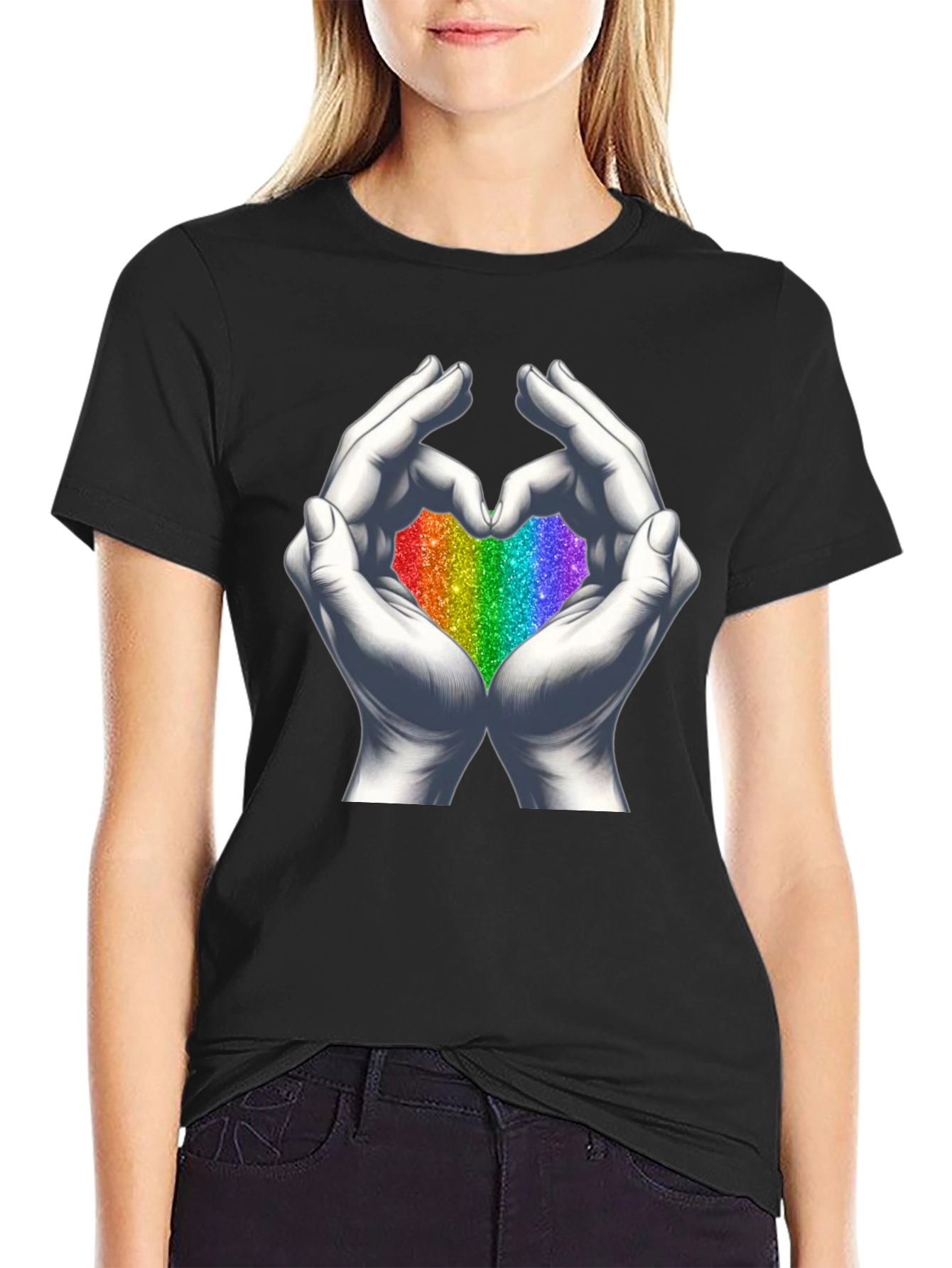 Rainbow Heart Hands Graphic Tee - Pride T-Shirt