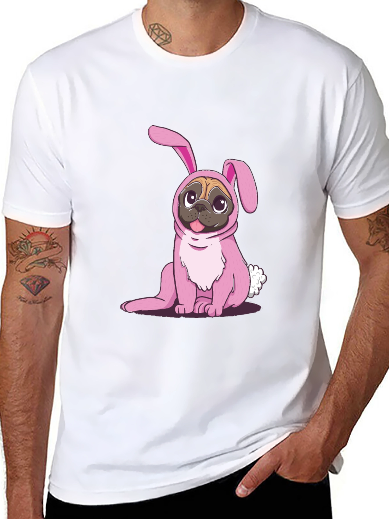 Pug Bunny Costume T-Shirt - Easter Fun