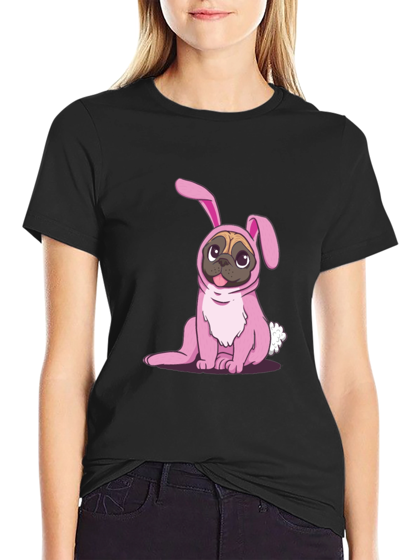 Pug Bunny Costume T-Shirt - Easter Fun