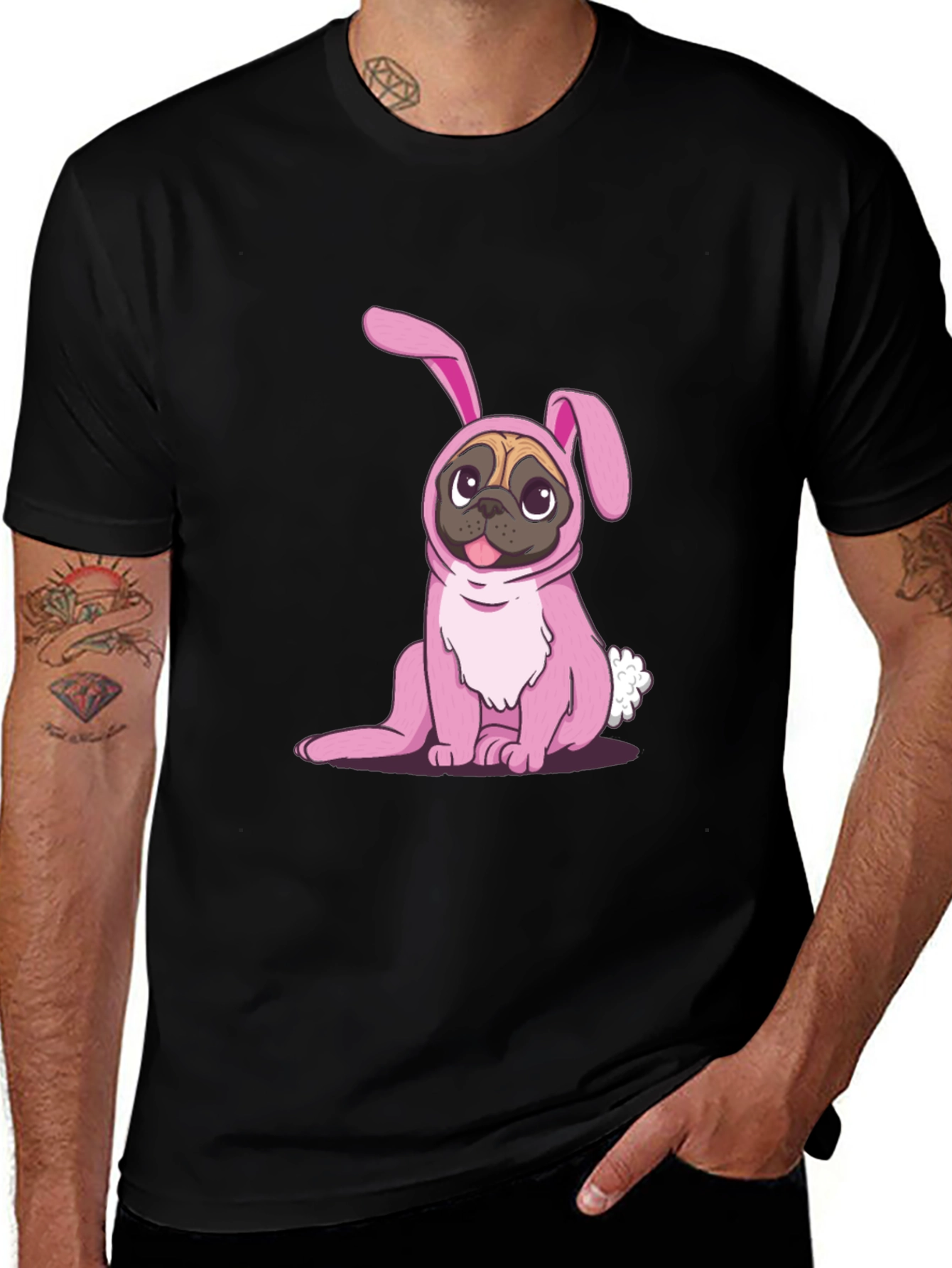 Pug Bunny Costume T-Shirt - Easter Fun
