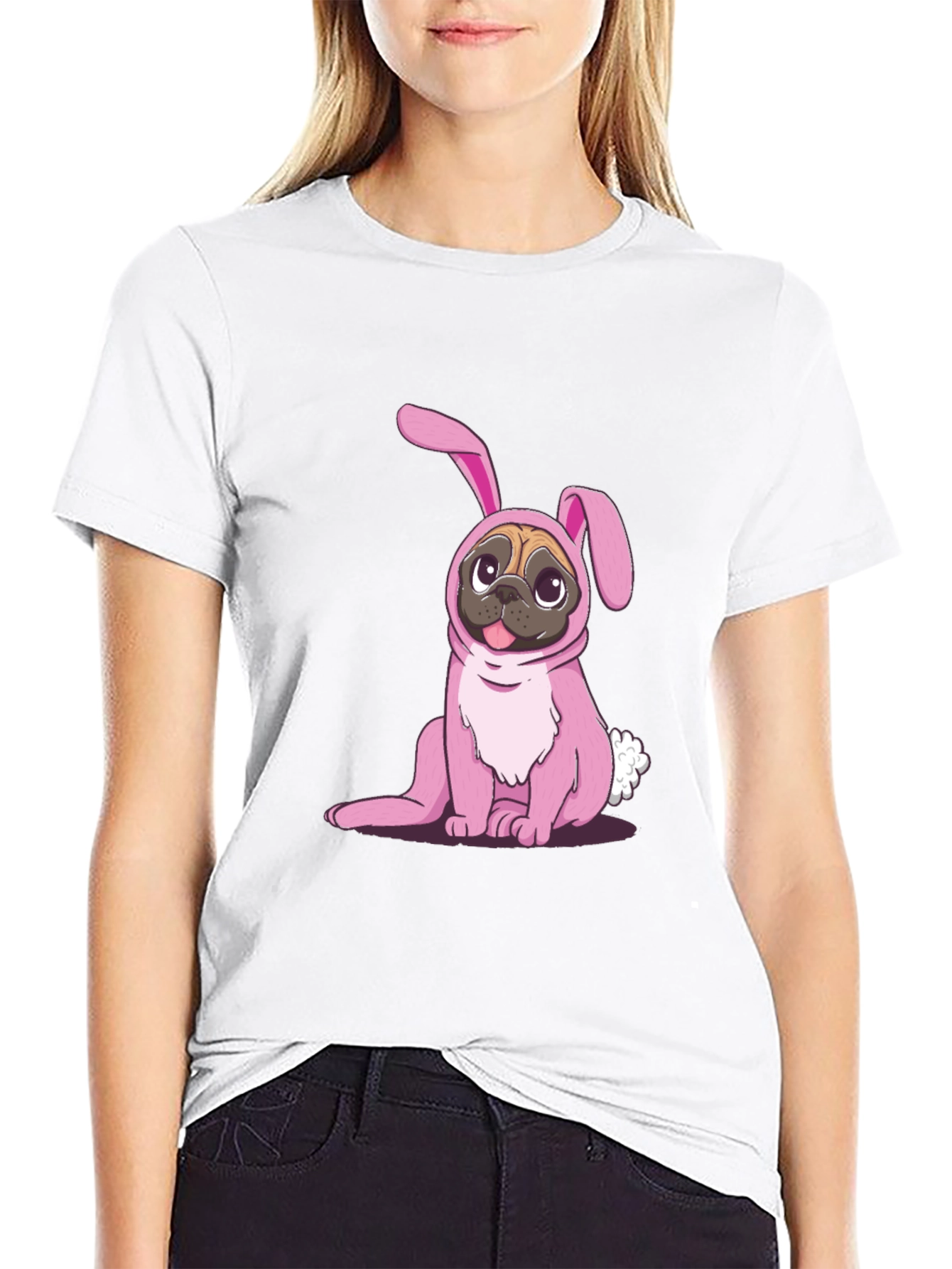 Pug Bunny Costume T-Shirt - Easter Fun