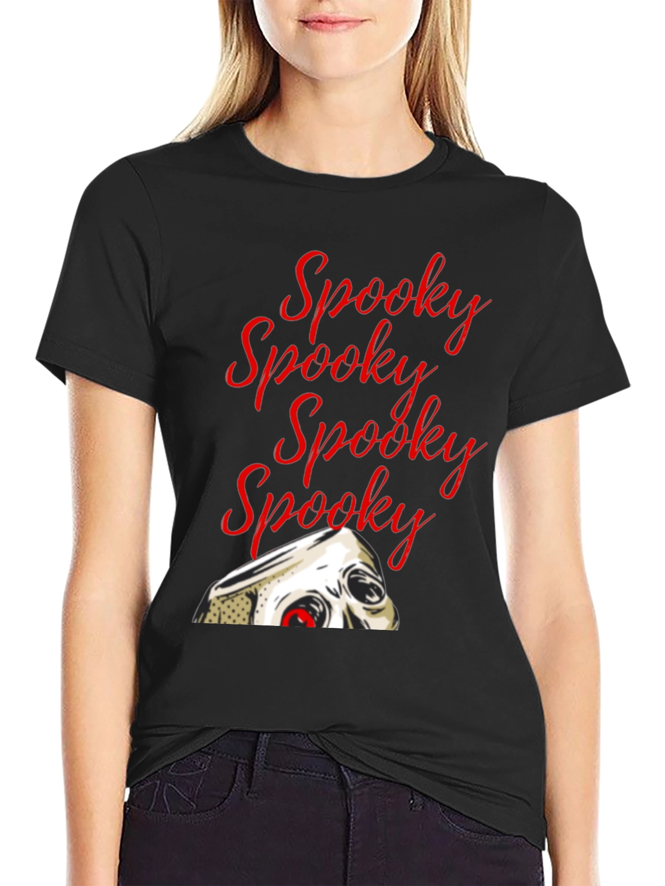 Spooky Halloween T-Shirt - Skull Graphic Black Tee
