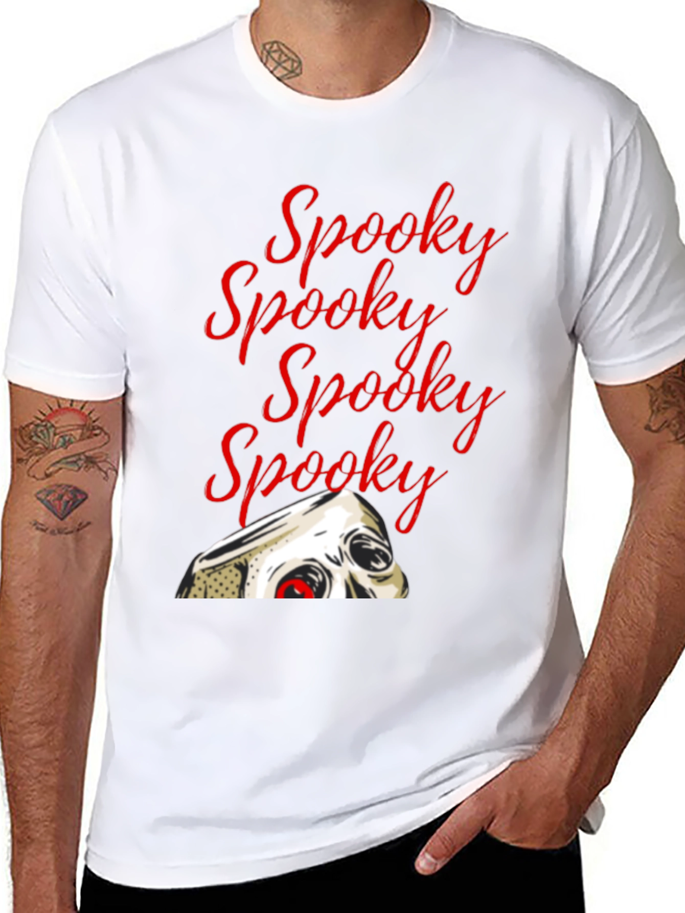 Spooky Halloween T-Shirt - Skull Graphic Black Tee