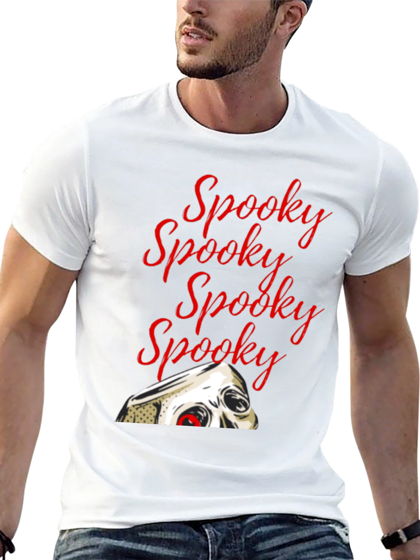 Spooky Halloween T-Shirt - Skull Graphic Black Tee