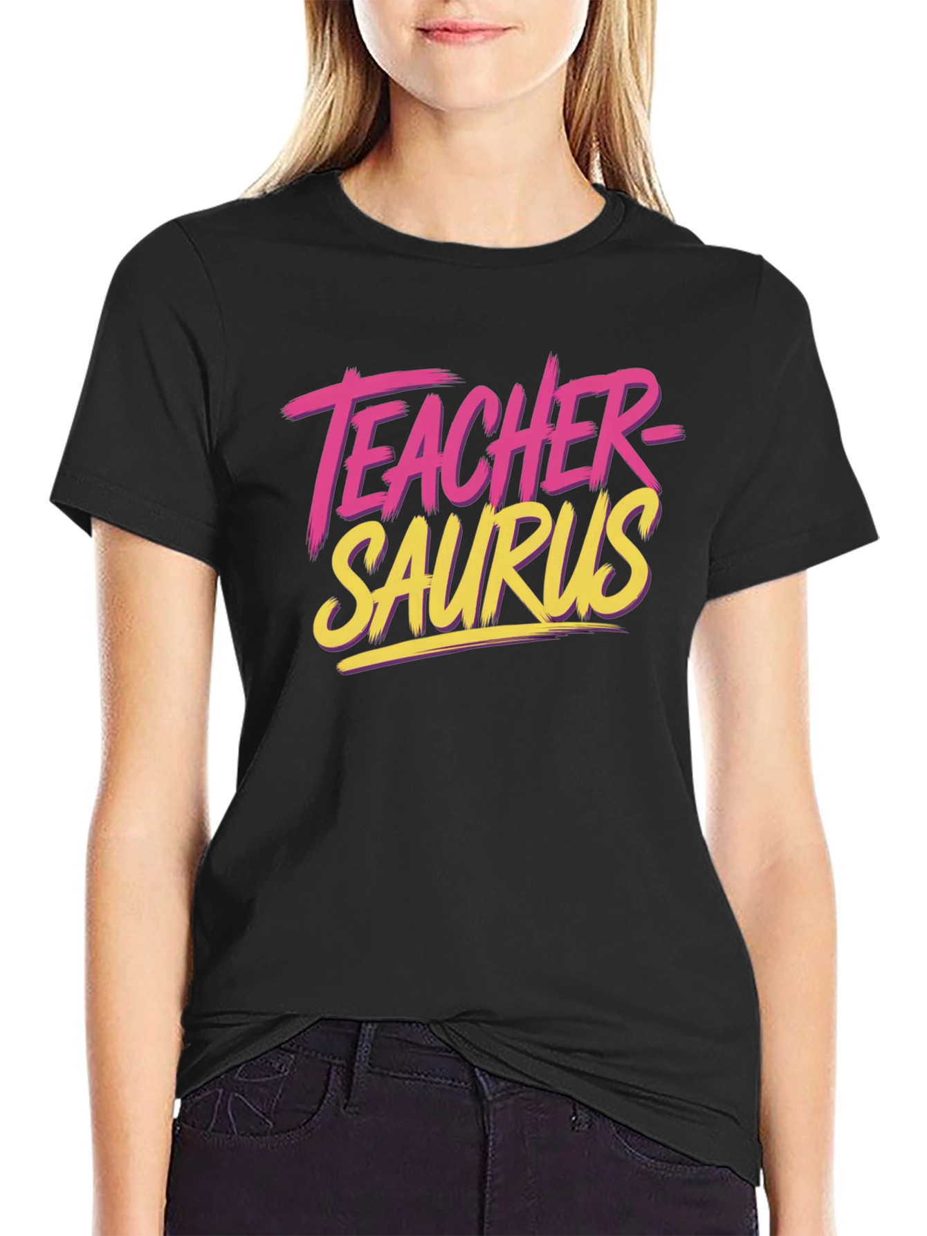 Teacher-Saurus Black Graphic Tee