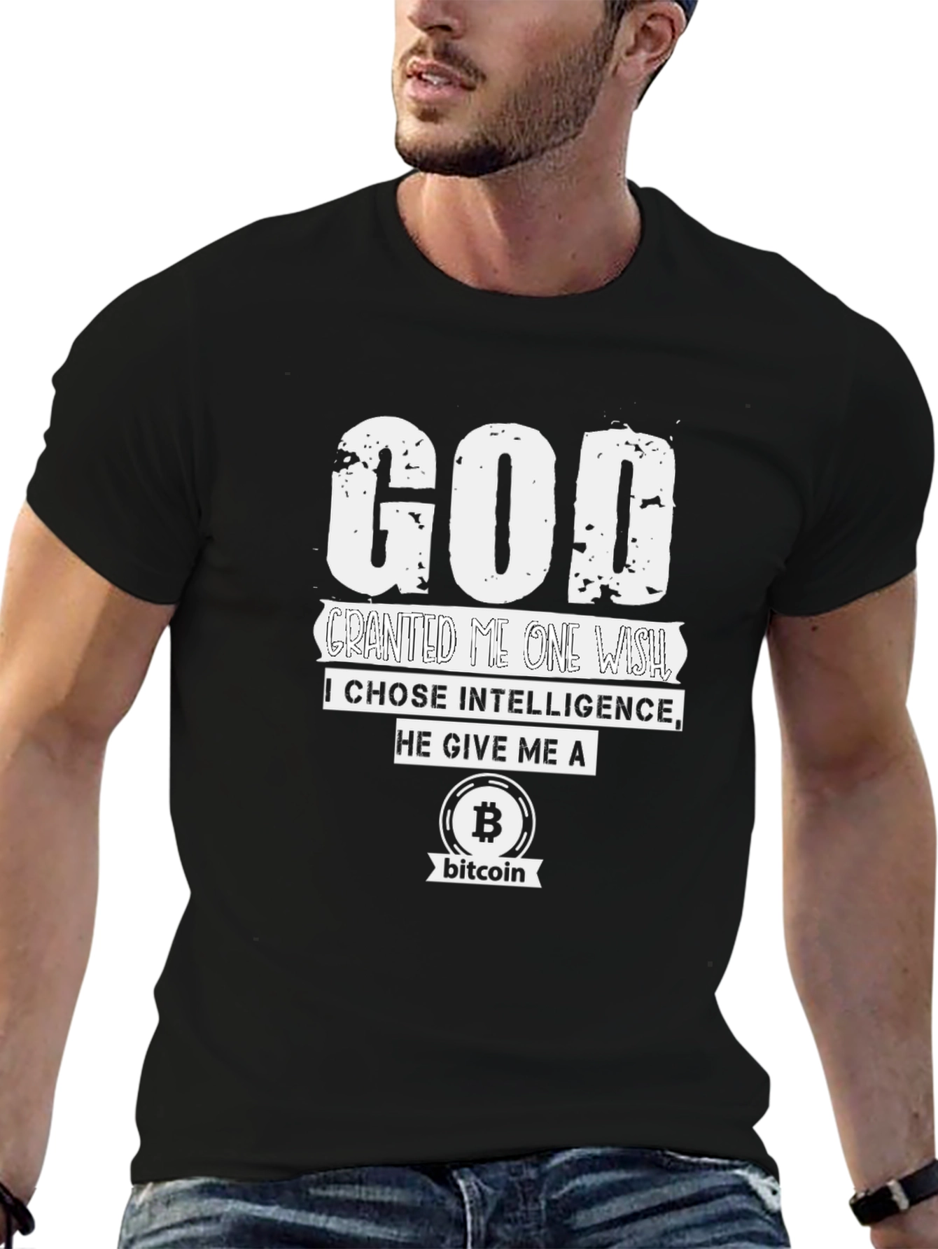 Bitcoin Intelligence T-Shirt - God Granted Me One Wish