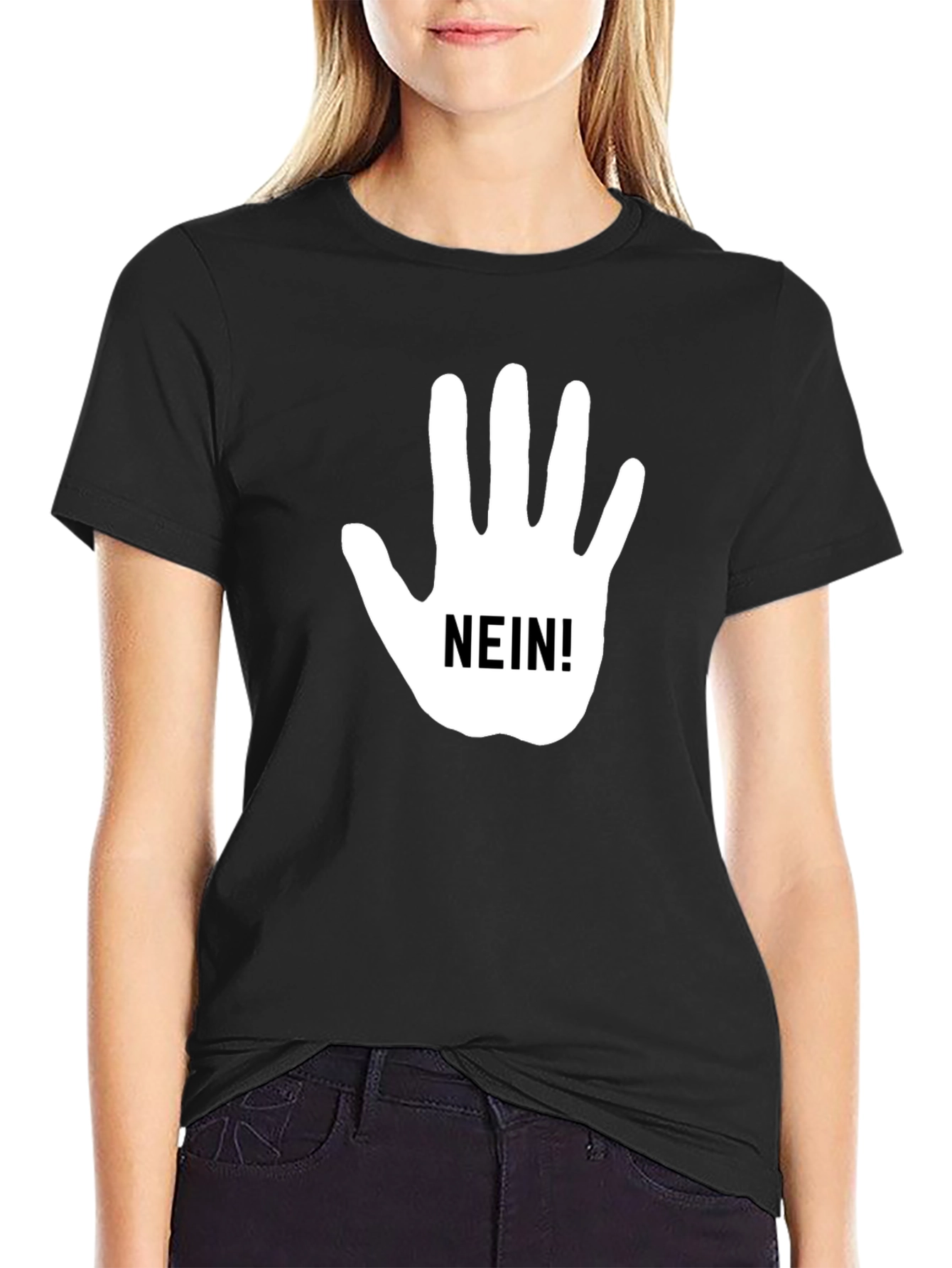 Nein Hand Gesture Black T-Shirt